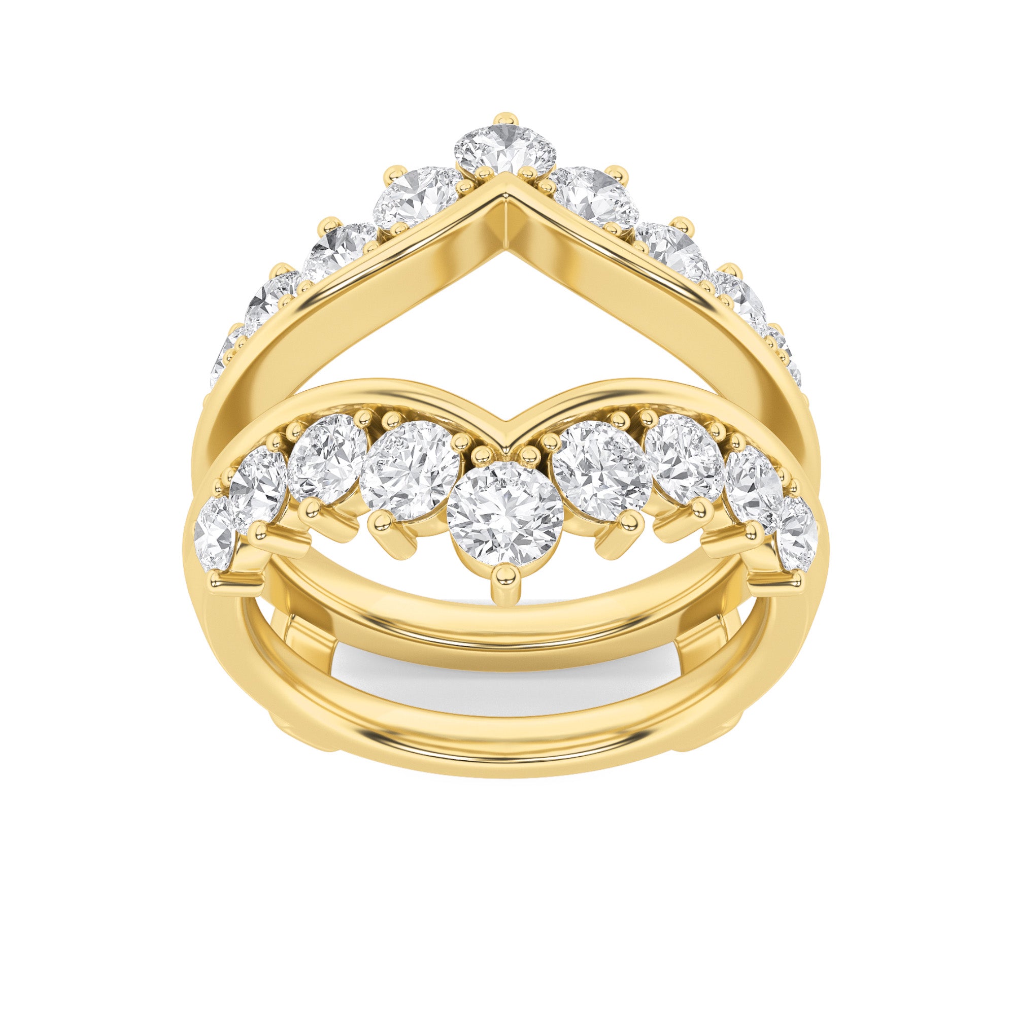 2Cttw Round Shaped Lab Grown Diamond (F/VS) InsertJacket Ring in 14K Gold