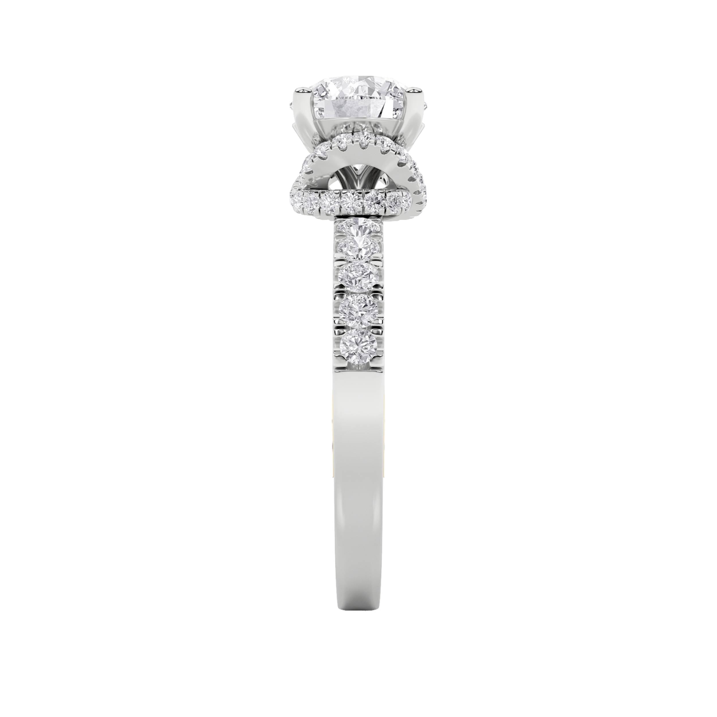 2Cttw Round Shaped Lab Grown Diamond (F/VS) Two Tone Accented Fancy Engagement Ring in 14K Gold