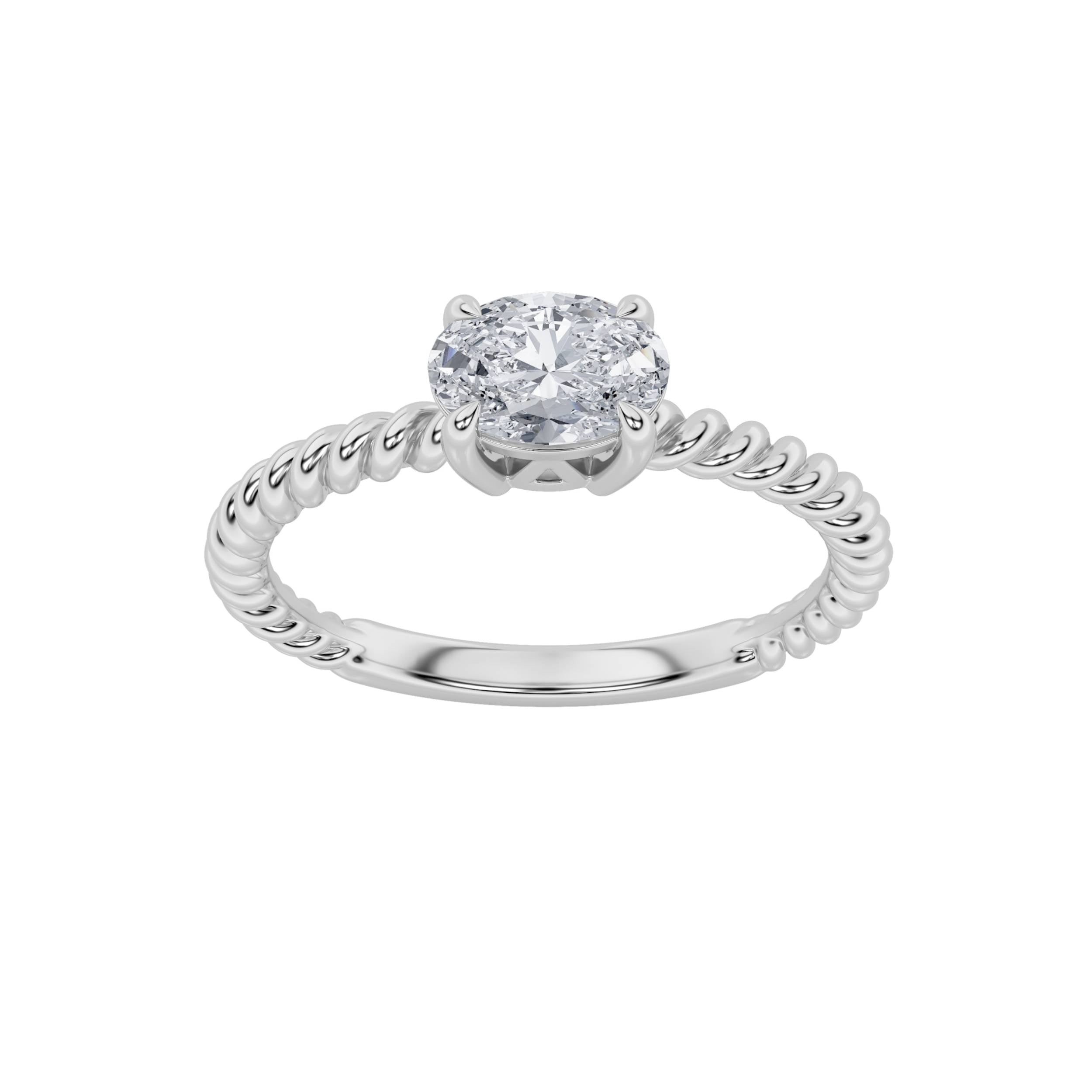 0.5Cttw Oval Shaped Lab Grown Diamond (F/VS) Petite Solitaire Engagement RING in 14K Gold