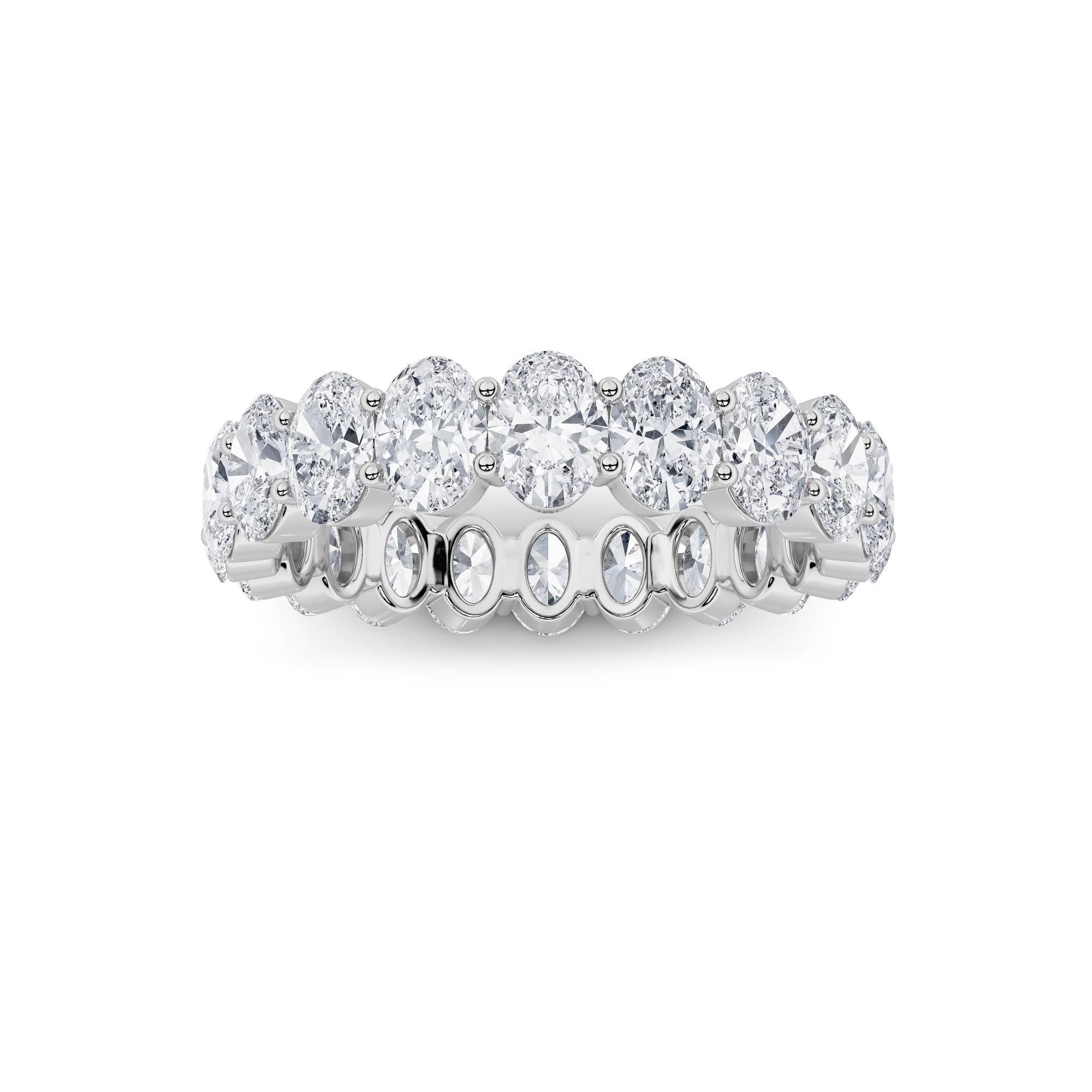 4Cttw Oval Shaped Lab Grown Diamond Split Prong Eternity Ring in 14K Gold (F/VS)