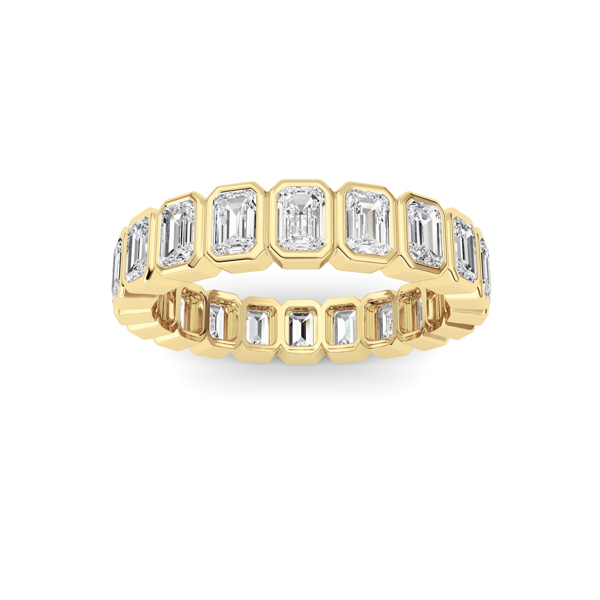 3.00Cttw Emerald Shaped Lab Grown Diamond (F/VS) Eternity Band Ring in 14K Gold