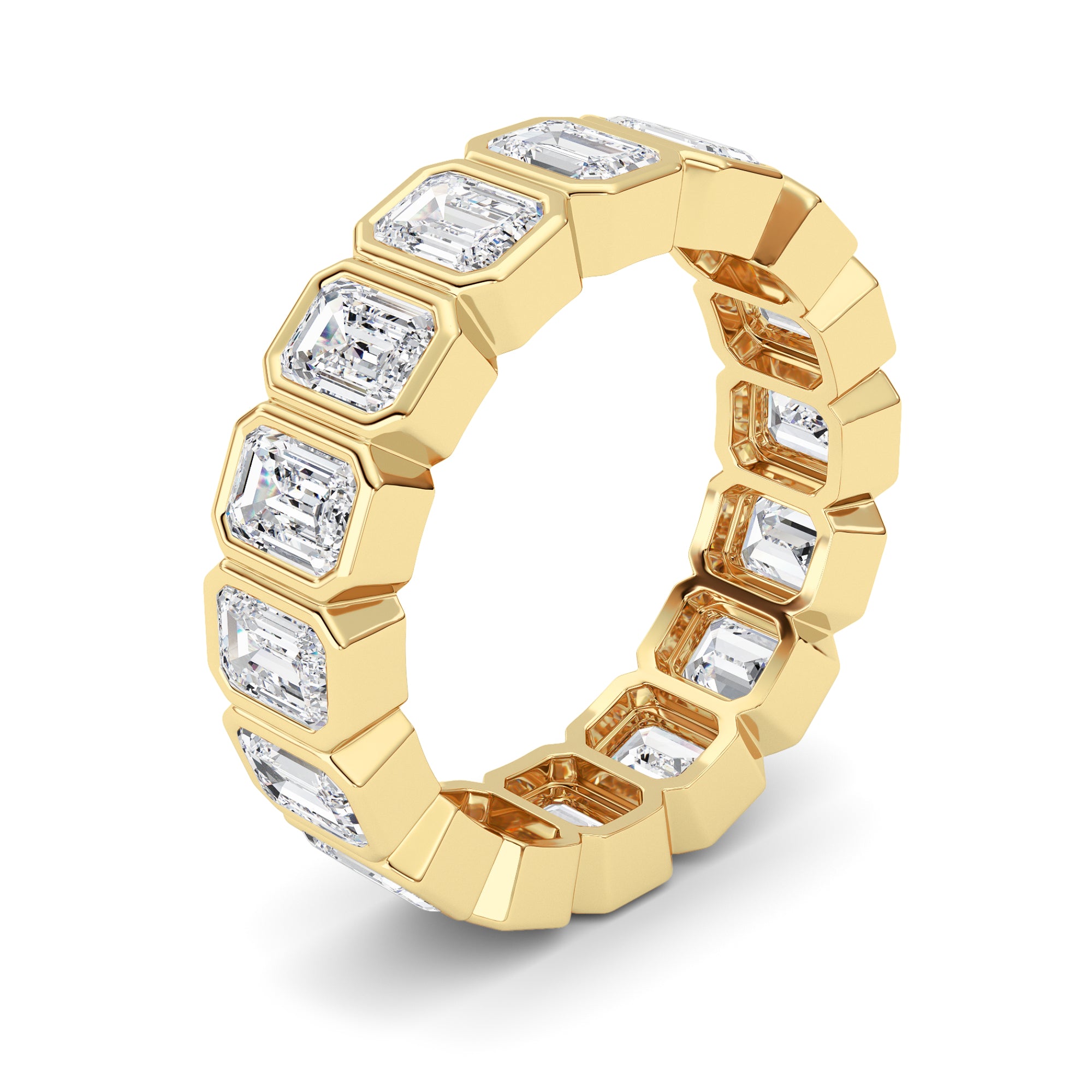 3.2Cttw Emerald Shaped Lab Grown Diamond (F/VS) Eternity Band Ring in 14K Gold
