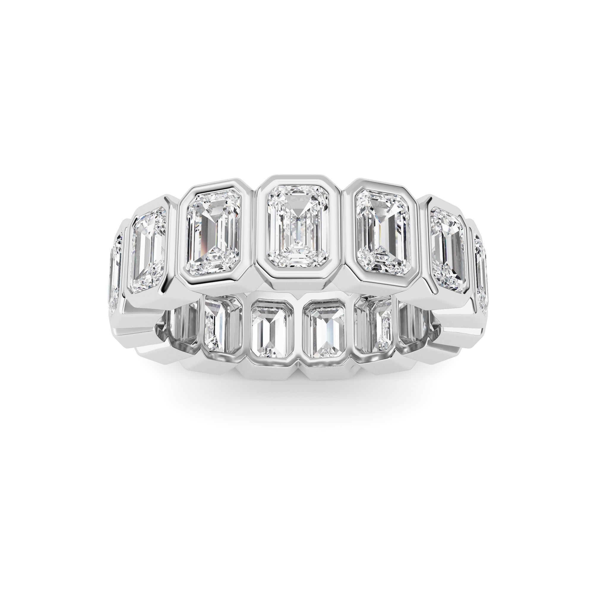 3.75Cttw Emerald Shaped Lab Grown Diamond (F/VS) Eternity Band Ring in 14K Gold