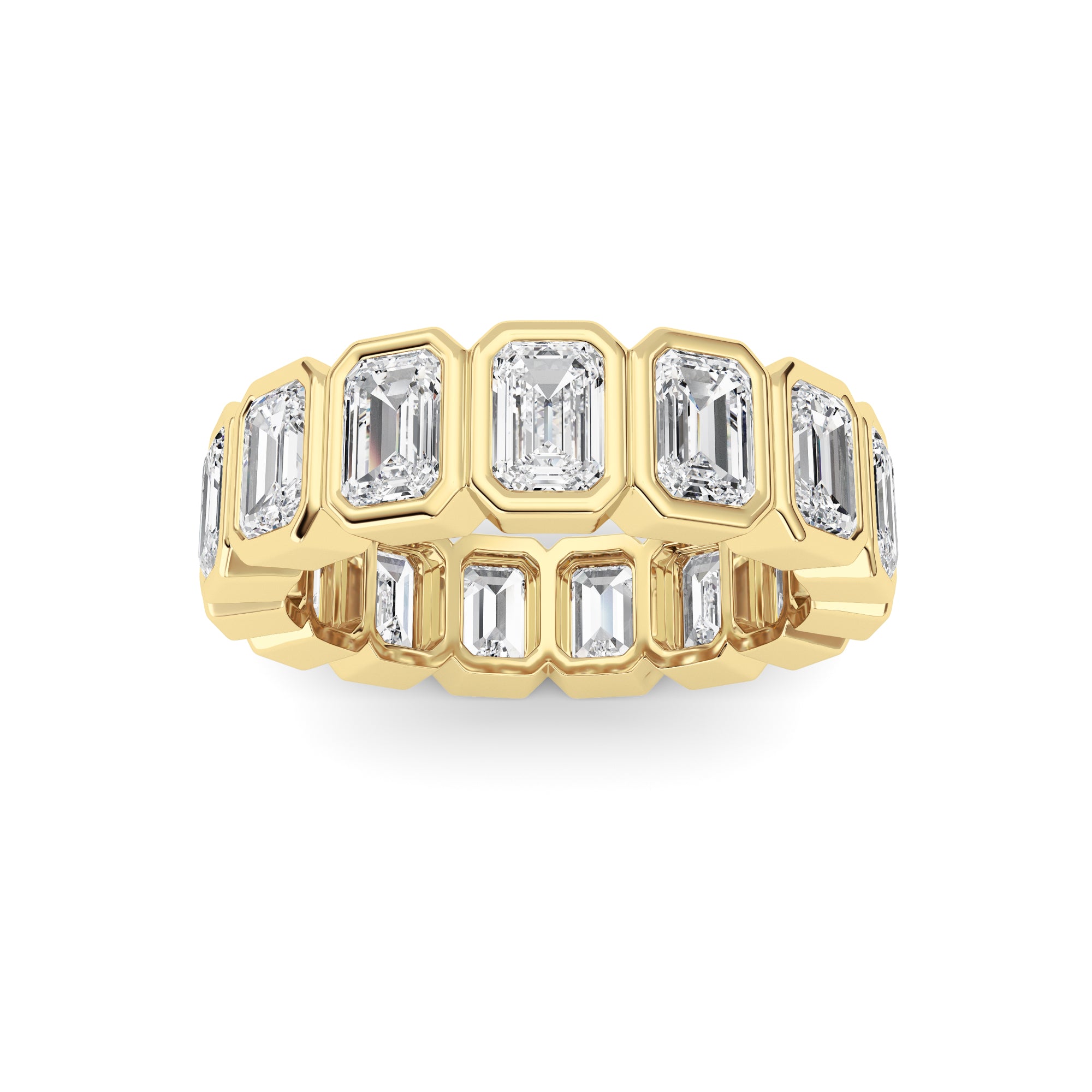 3.75Cttw Emerald Shaped Lab Grown Diamond (F/VS) Eternity Band Ring in 14K Gold