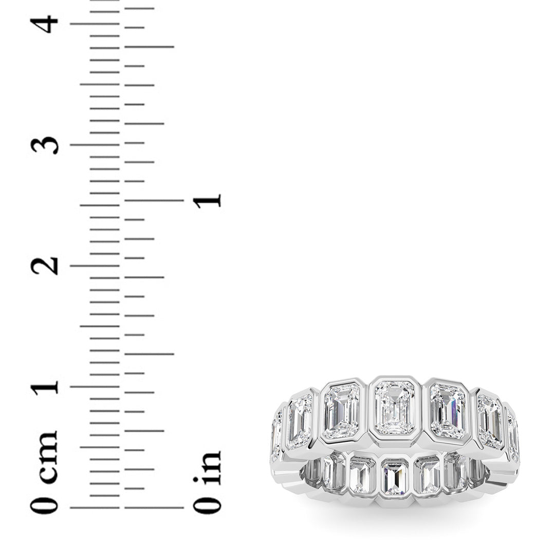 4Cttw Emerald Shaped Lab Grown Diamond (F/VS) Eternity Band Ring in 14K Gold