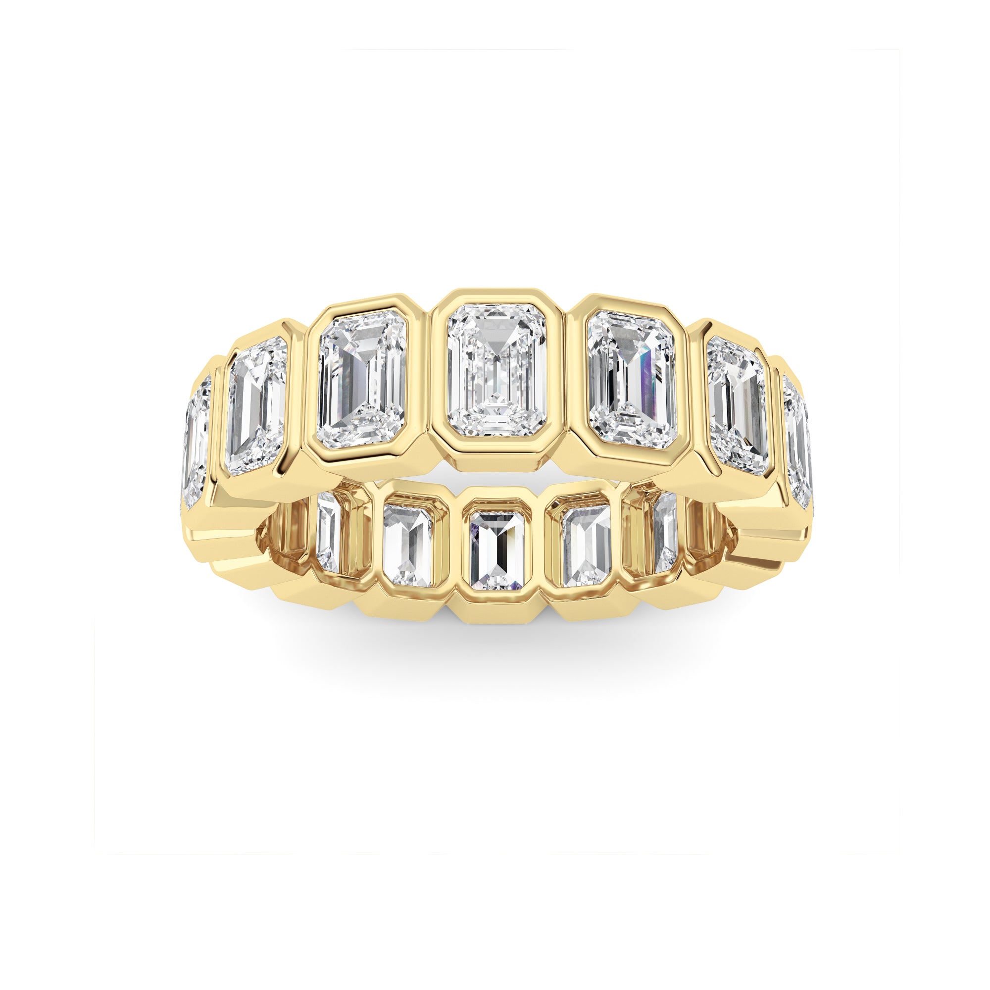 4Cttw Emerald Shaped Lab Grown Diamond (F/VS) Eternity Band Ring in 14K Gold