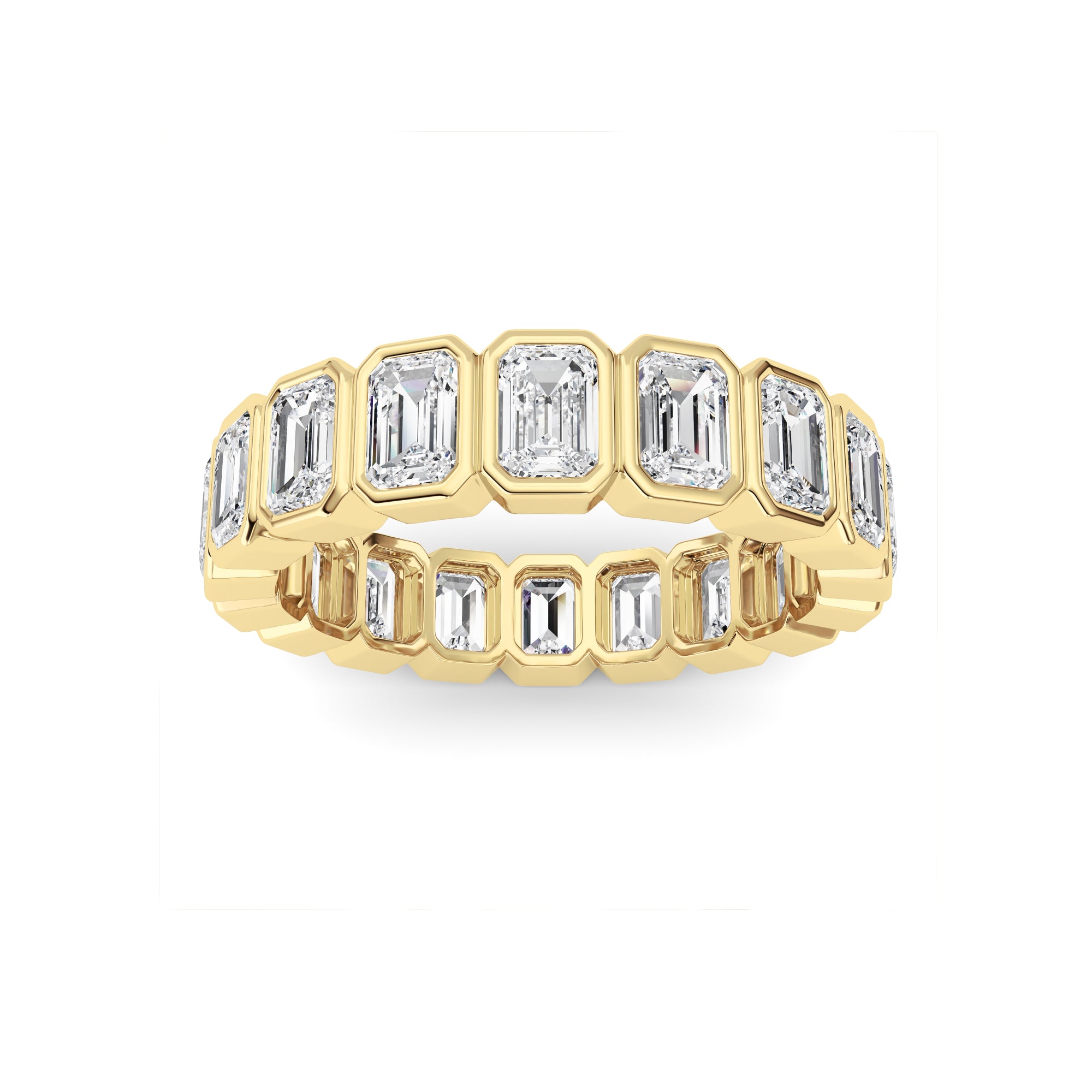 4.5Cttw Emerald Shaped Lab Grown Diamond (F/VS) Eternity Band Ring in 14K Gold