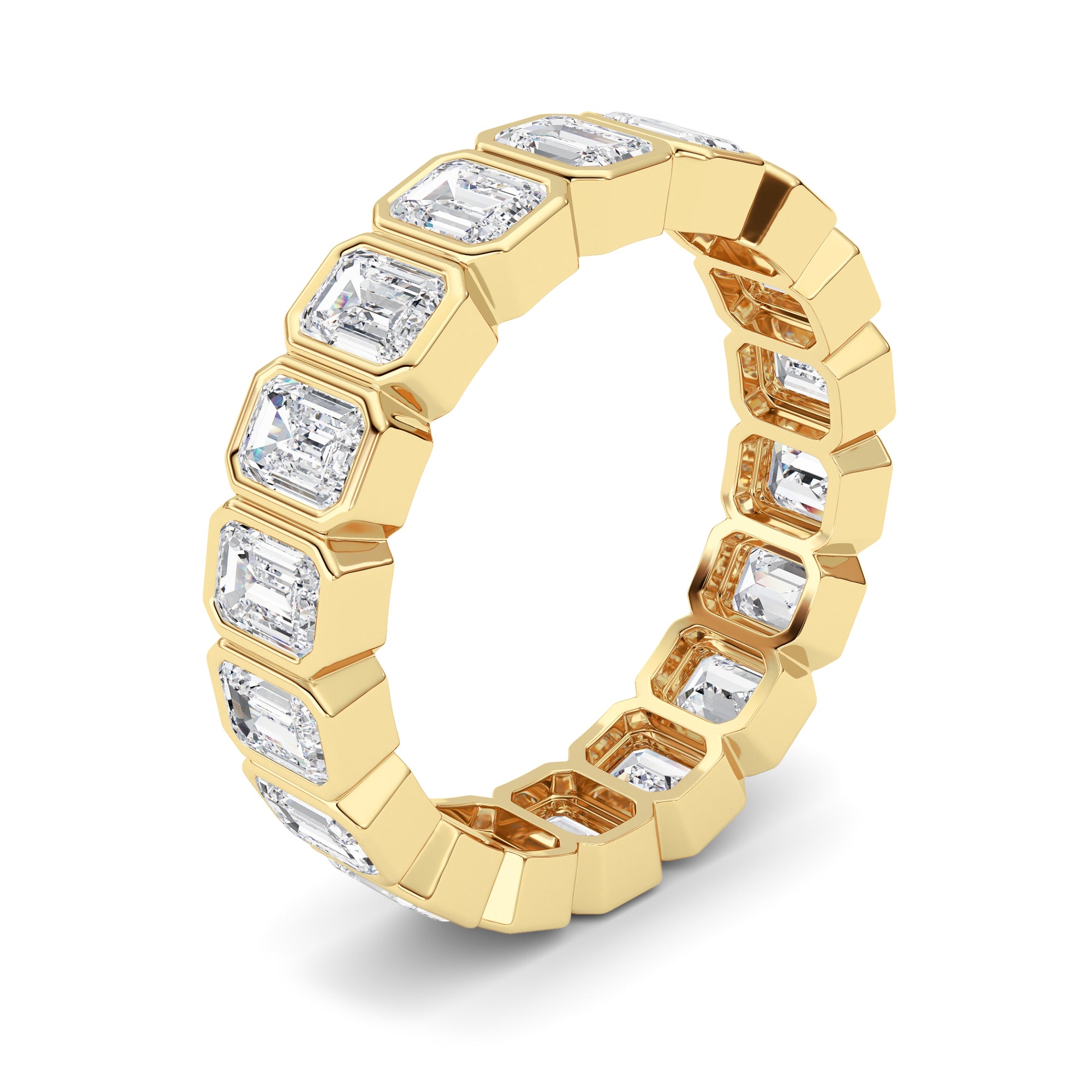 4.5Cttw Emerald Shaped Lab Grown Diamond (F/VS) Eternity Band Ring in 14K Gold