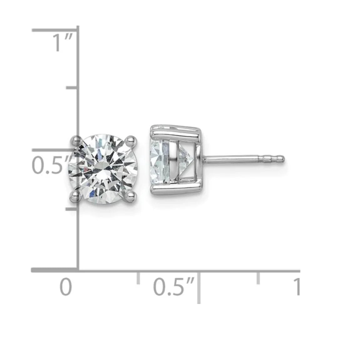 14K White Gold Lab Diamond Round Shaped Stud Earrings - Fine Diamond