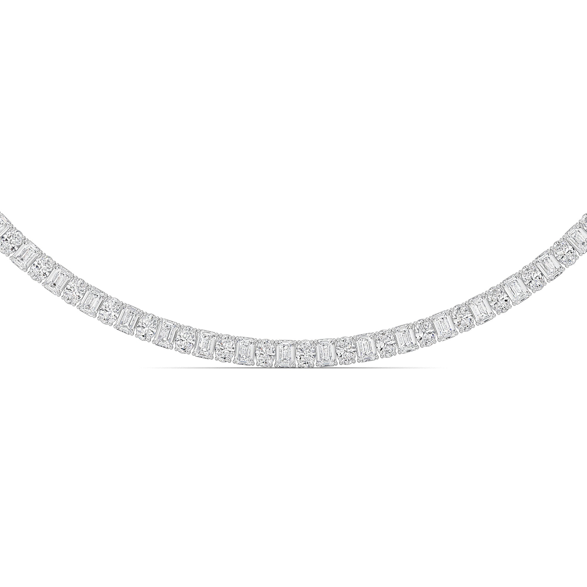 33.0 Ct (F/VS) Lab Grown Diamond Prong 14K White Gold Alternating Eternity Tennis Necklace