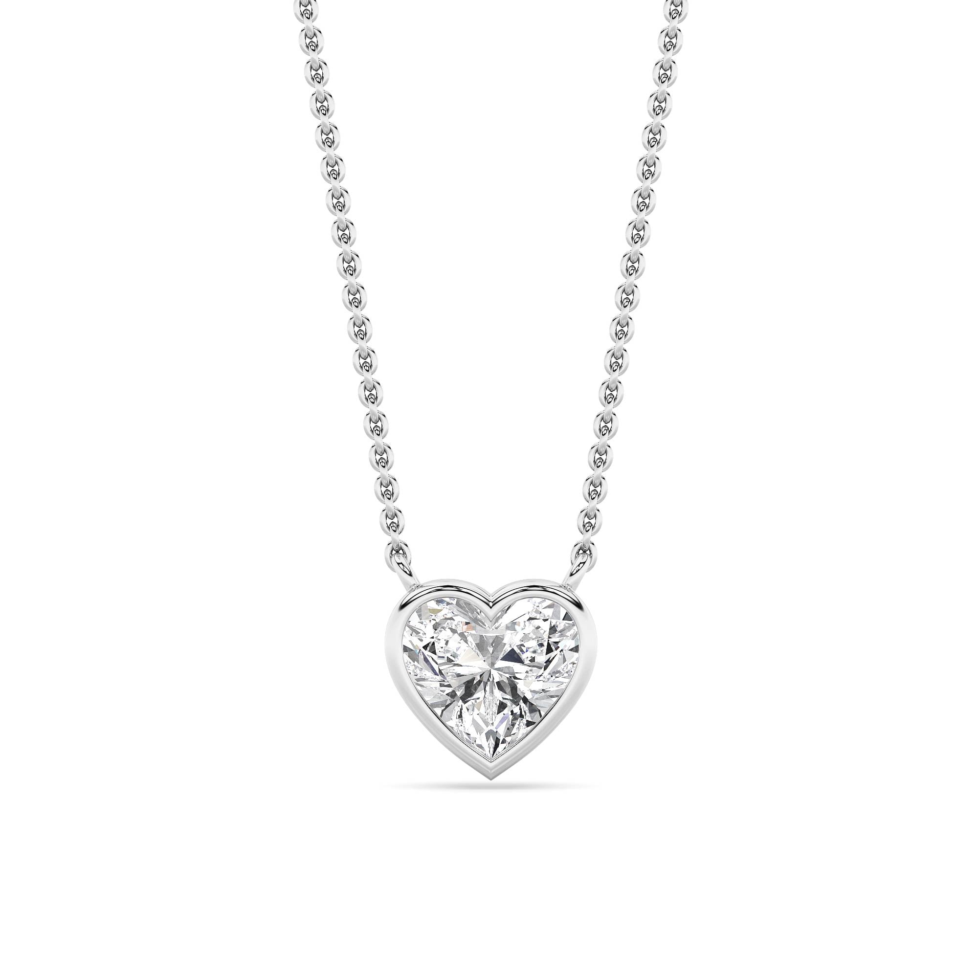 Heart Lab Grown Diamond (F/VS ) Prong 14K White Gold Pendant Necklace