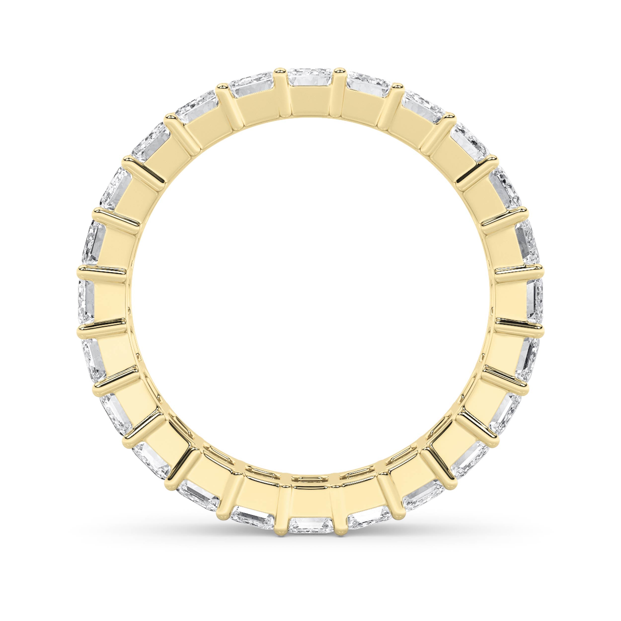 2.9Cttw Emerald Shaped Lab Grown Diamond Split Prong Eternity Ring in 14K Gold (F/VS)