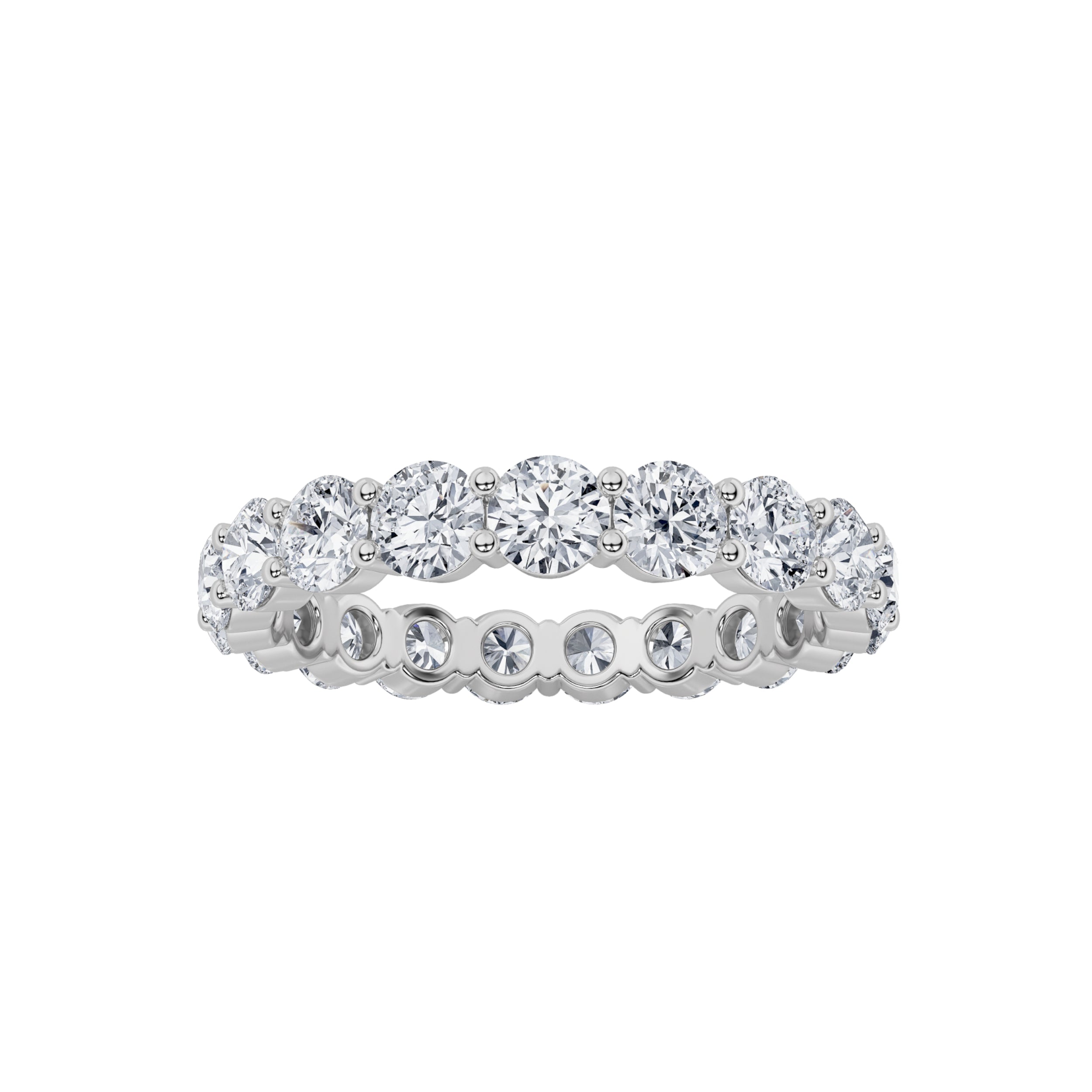 2.15Cttw Round Shaped Lab Grown Diamond Split Prong Eternity Ring in 14K Gold (F/VS)