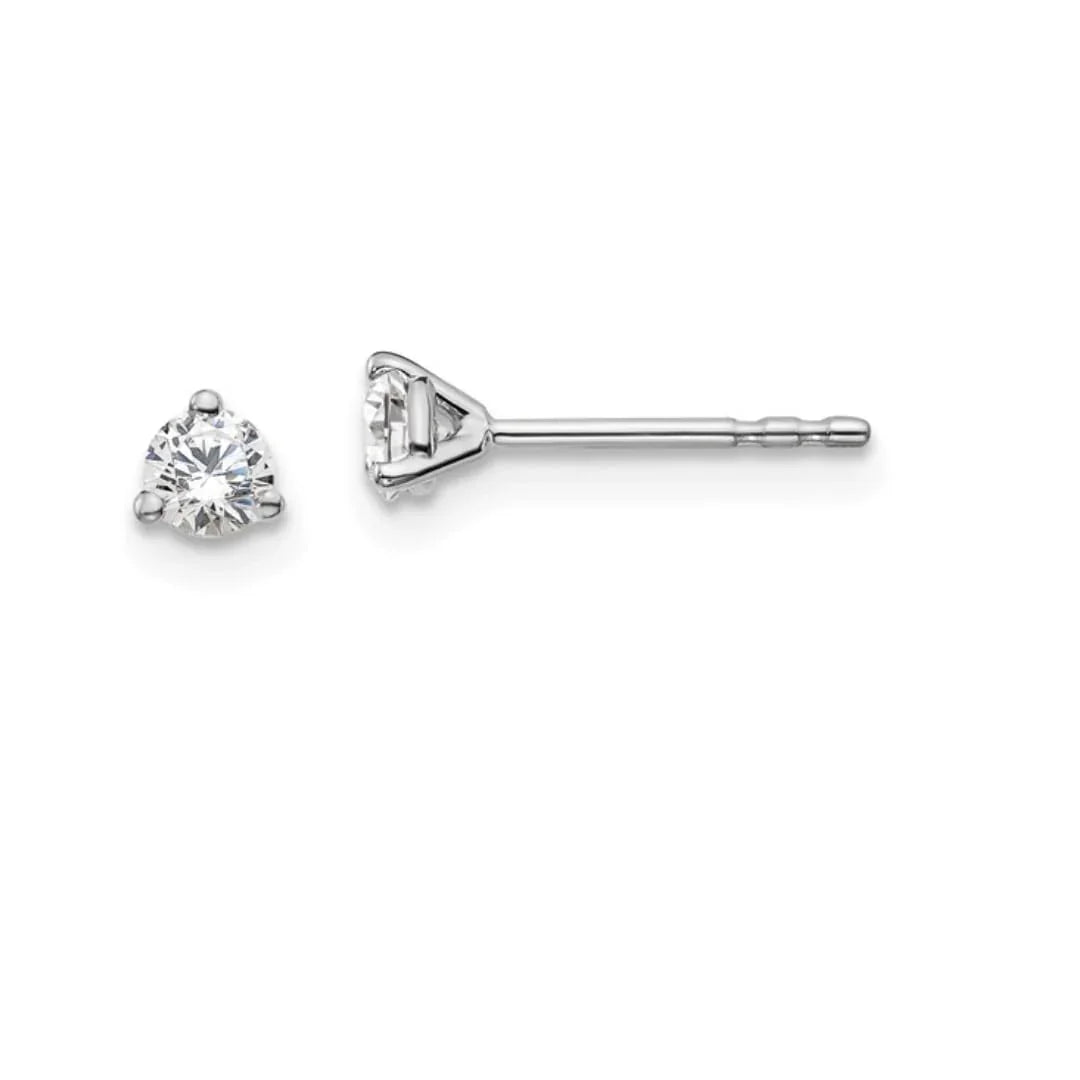 14K White Gold Round Lab Grown Diamond Stud Earrings - Fine Diamond