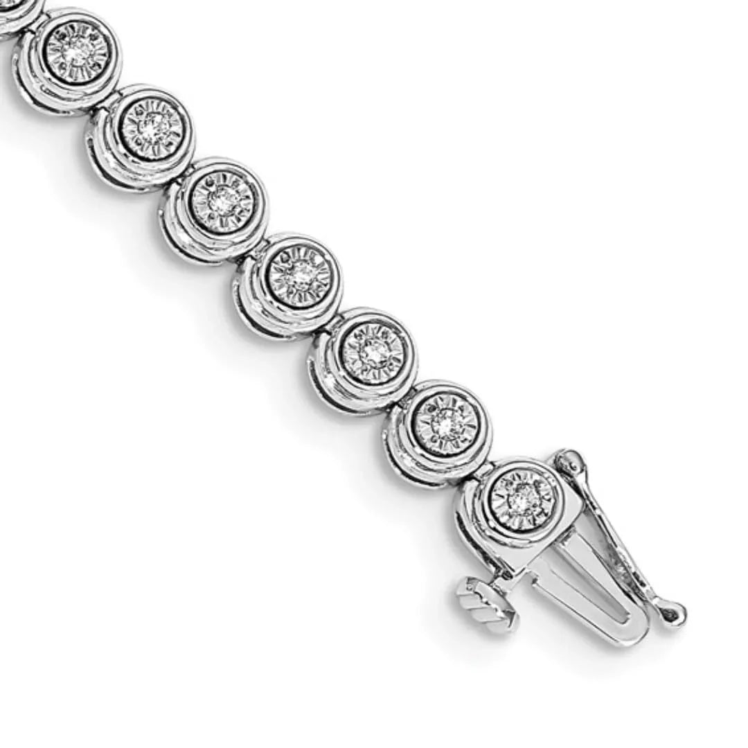 14k White Gold 1/2 carat Lab Grown Diamond Circle Link Bracelet - Fine Diamond