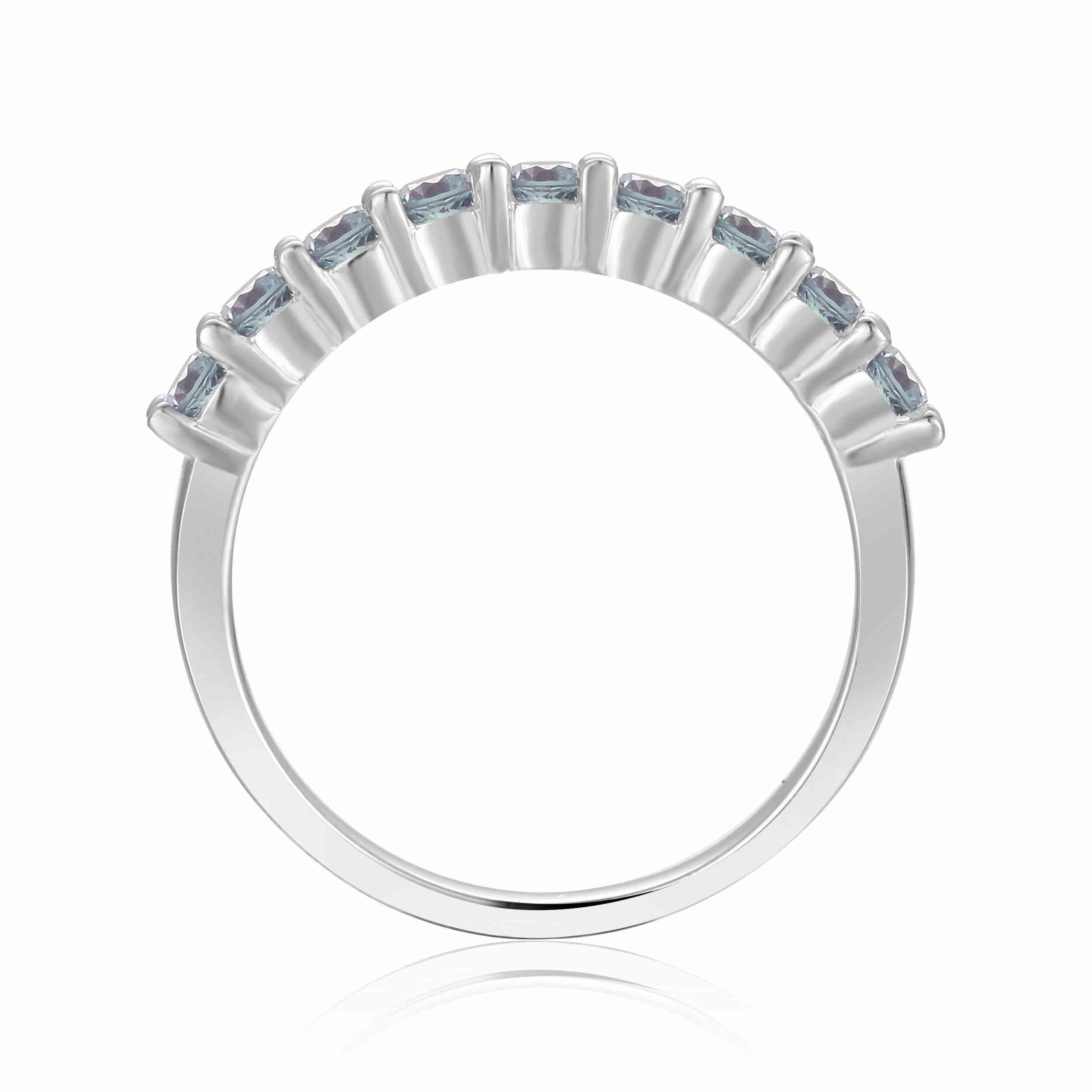 Half Eternity Ring Silver Stacking Color Change Ring Alexandrite Engagement Ring June birthstone Ring Gift for Her - FineColorJewels