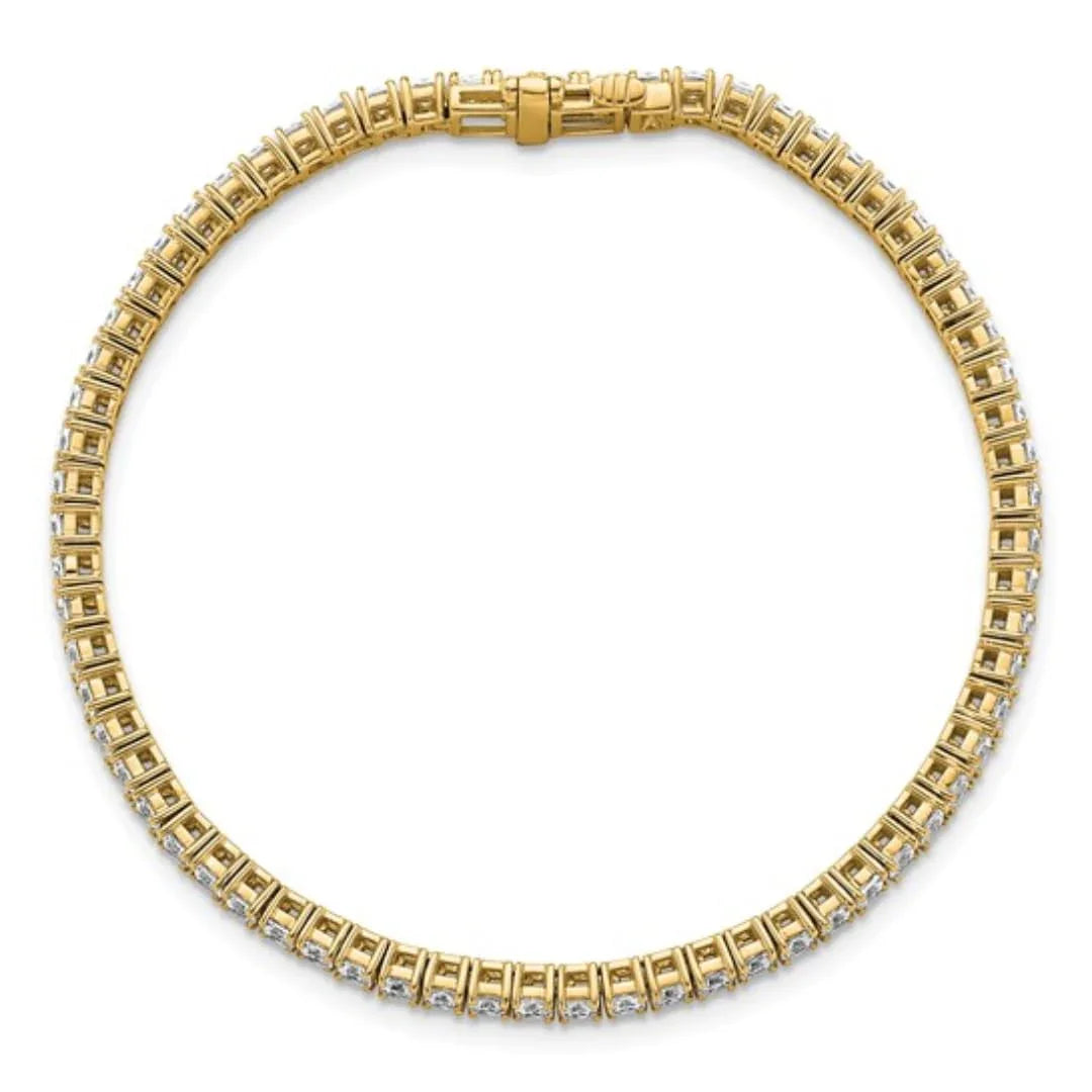 14K Yellow Gold Lab Grown Diamond Princess Tennis Bracelet - Fine Diamond