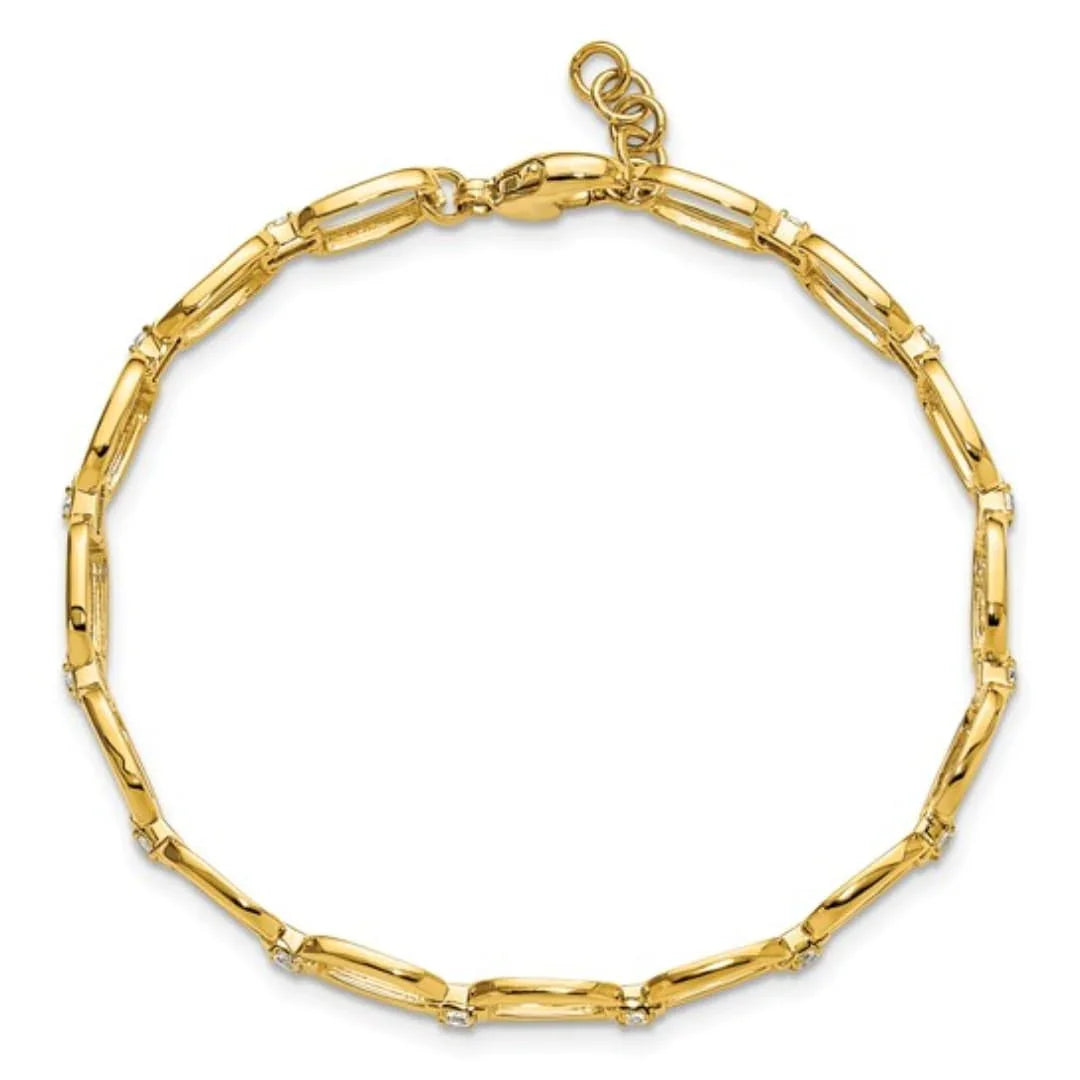 14k Yellow Gold 1/2 Carat Lab Diamond Oval Link Extension Bracelet - Fine Diamond