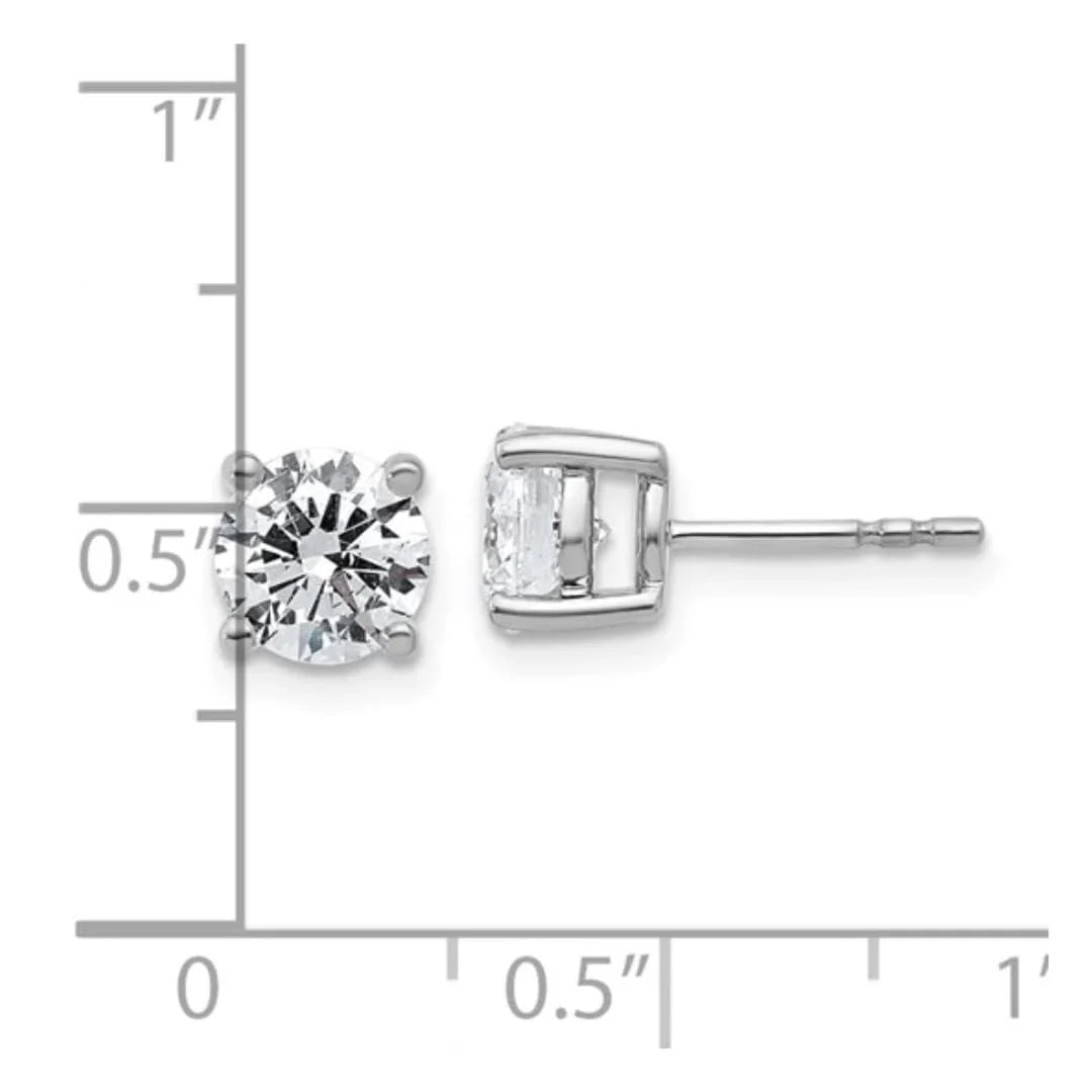 14K White Gold Round Shaped Lab Grown Diamond Stud Earrings - Fine Diamond