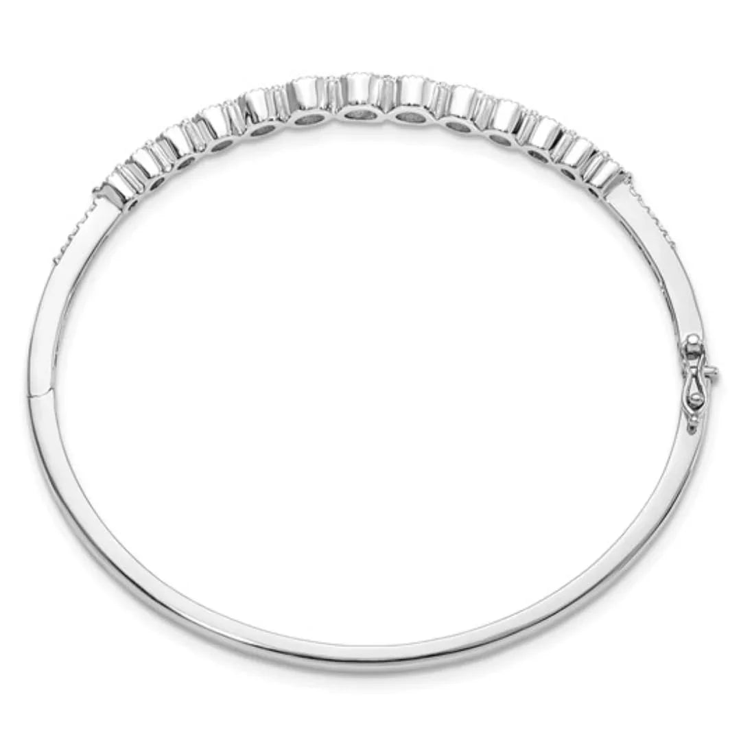 14k White Gold 1 1/2 carat Lab Grown Diamond Bangle Bracelet - Fine Diamond