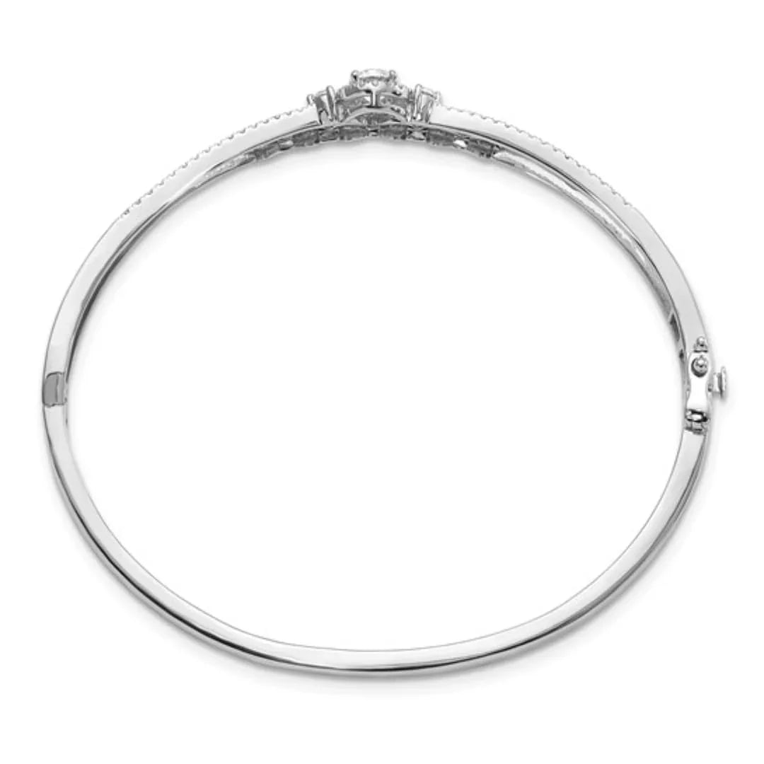 14k White Gold Lab Grown Diamond Double Strand Infinity Bangle Bracelet - Fine Diamond