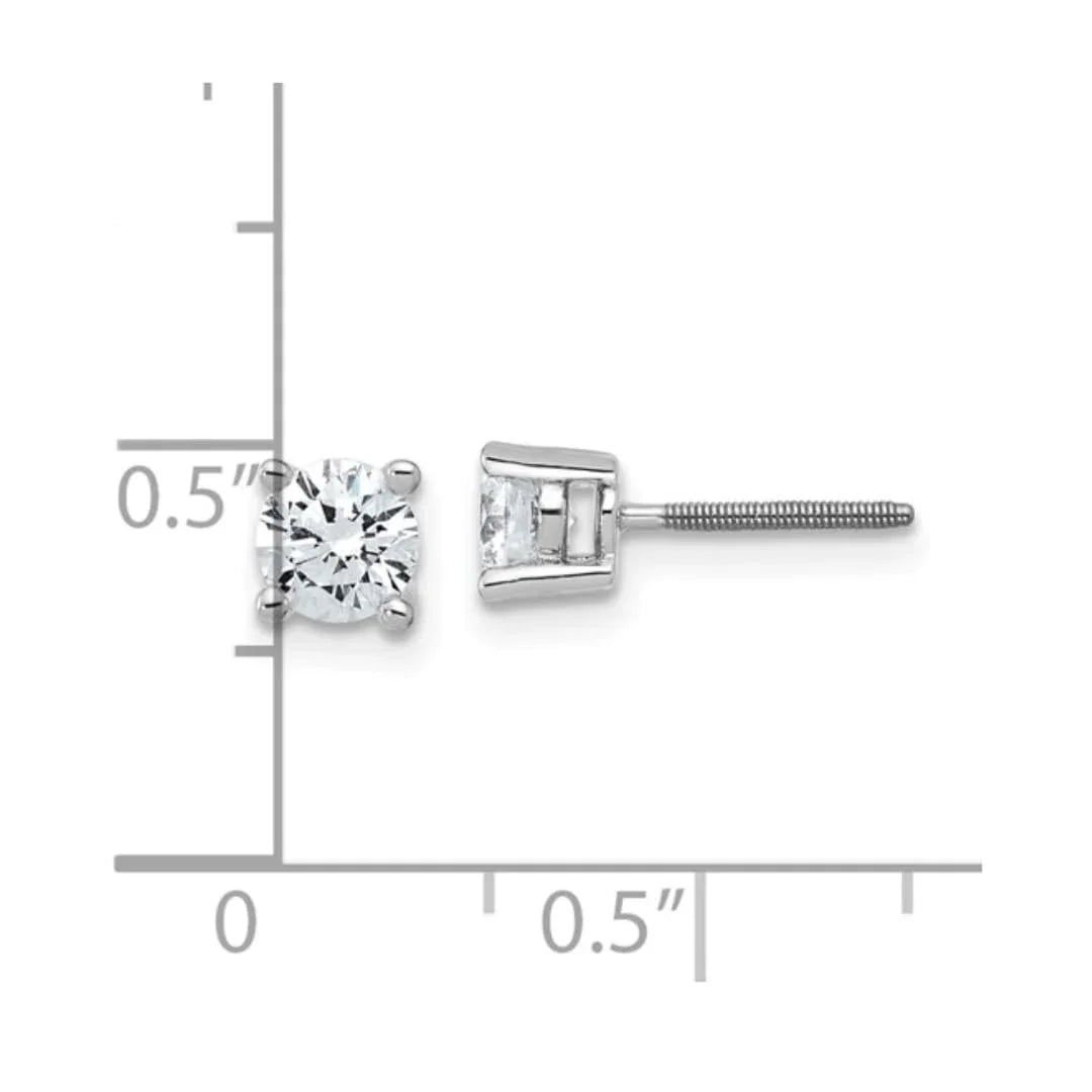 14K White Gold Lab Grown Round Shaped Diamond Stud Earrings - Fine Diamond