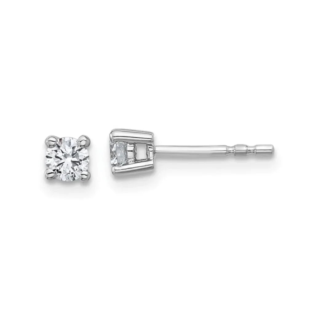 14K White Gold Lab Grown Diamond Round Shaped Stud Earrings - Fine Diamond