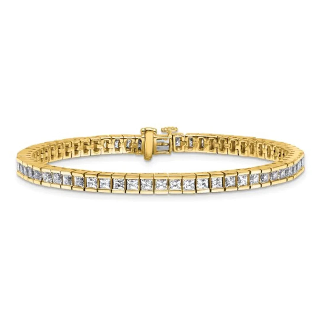 14k Yellow Gold 7 Carat Lab Grown Diamond Tennis Bracelet - Fine Diamond