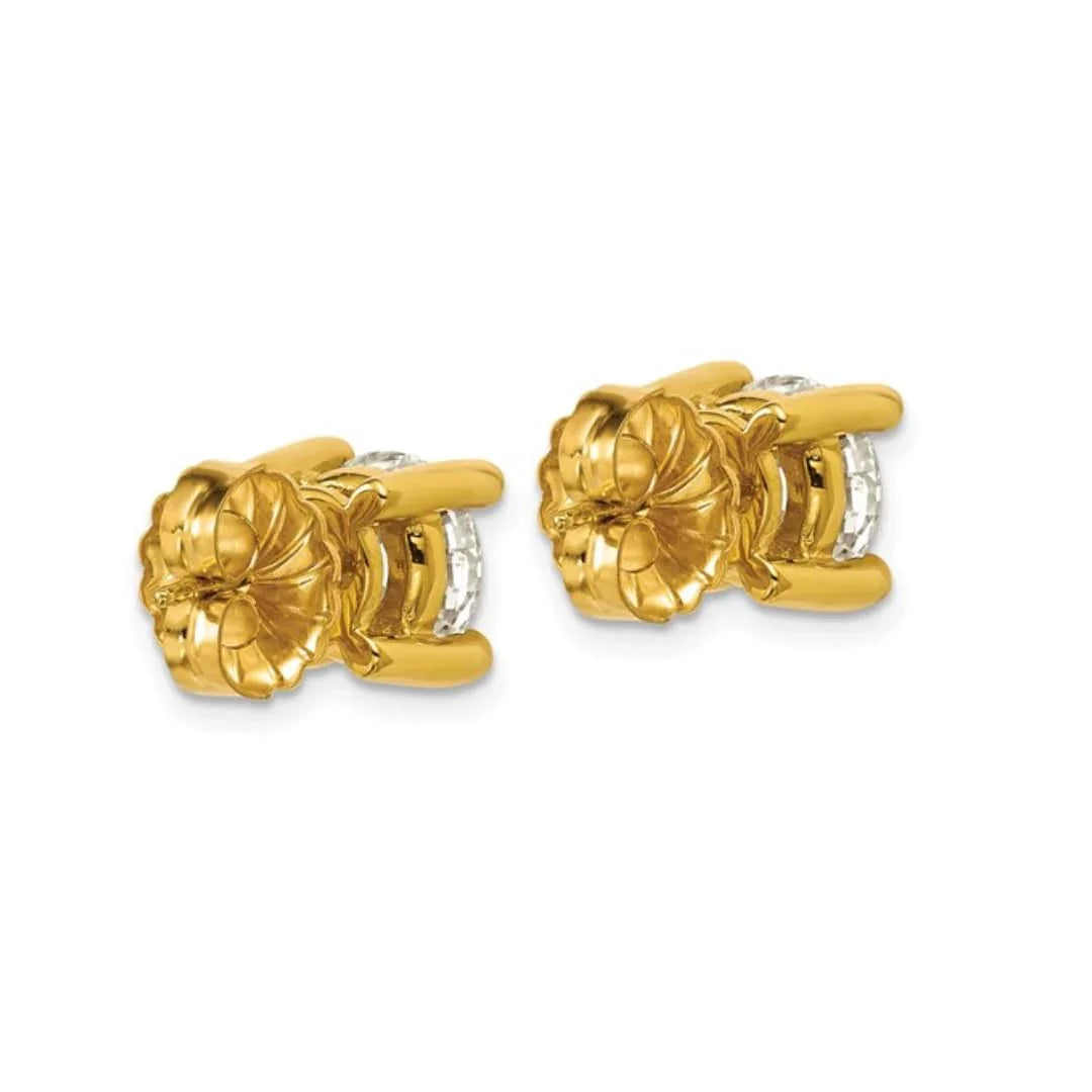 14K Yellow Gold Lab Grown Diamond Round Shaped Stud Earrings - Fine Diamond