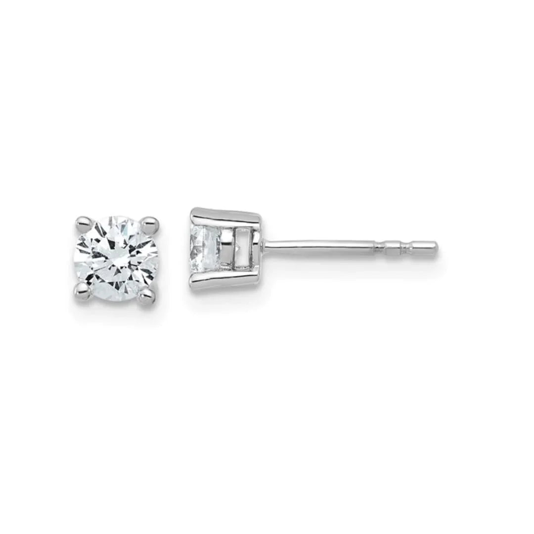 14K White Gold Round Lab Grown Diamond Stud Earrings - Fine Diamond