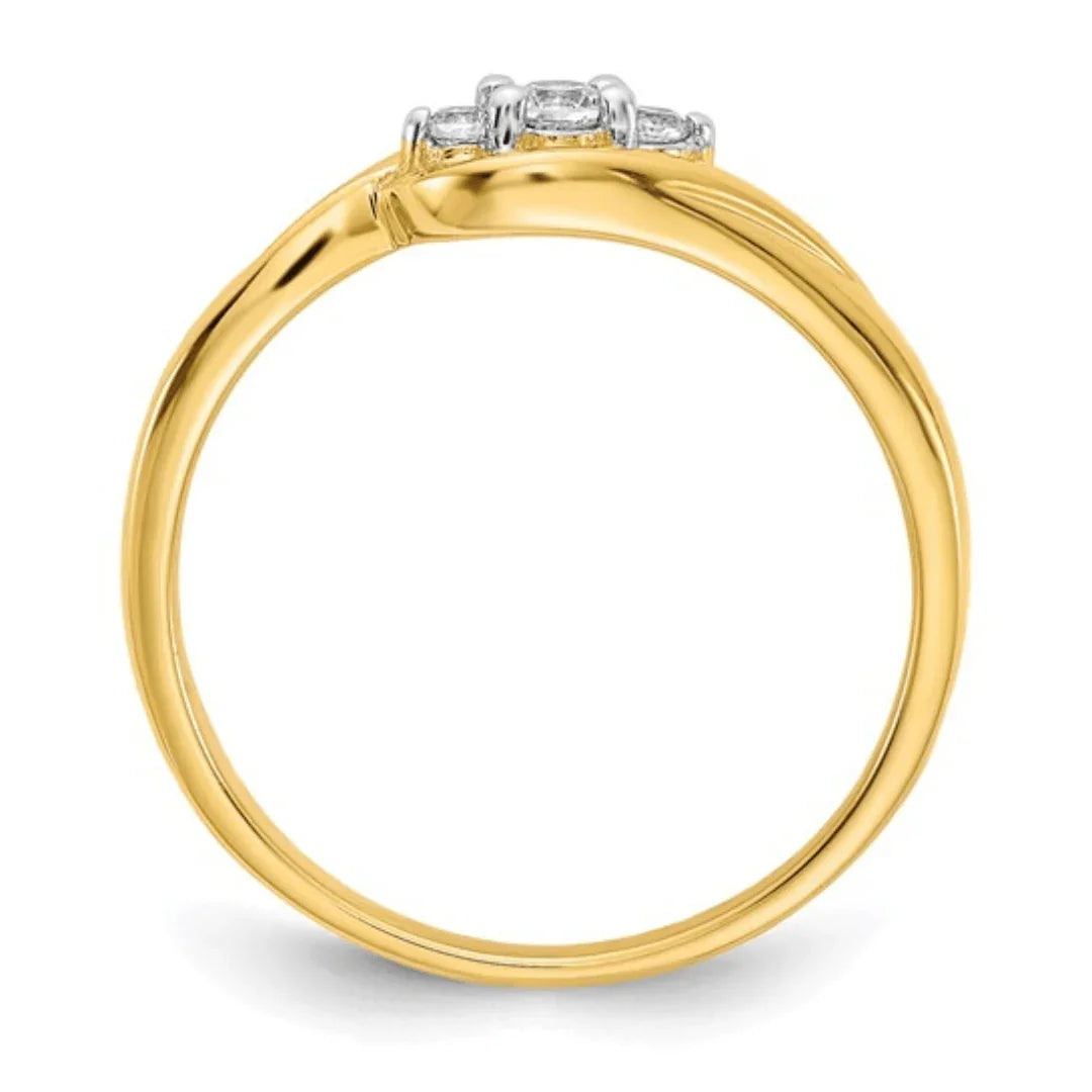 14K Yellow Gold Lab Grown Diamond Three Stone Ring - Fine Diamond