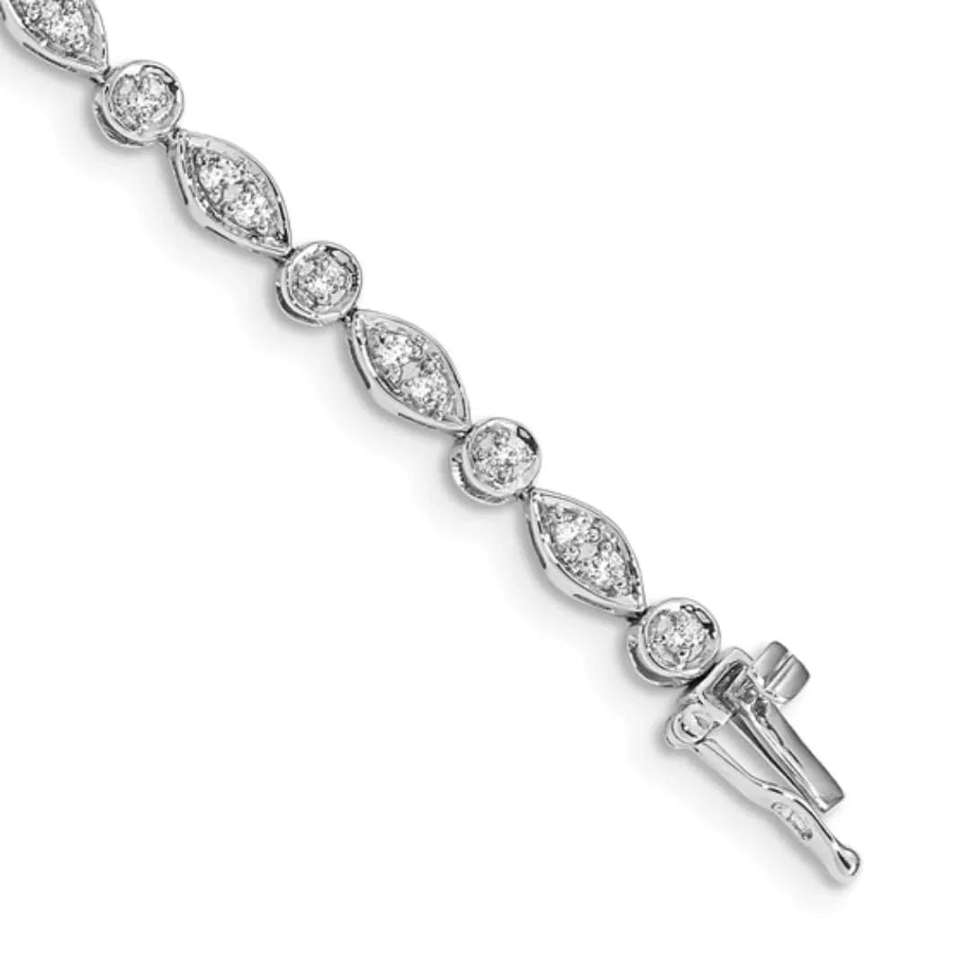 14k White Gold 3/4 Carat Lab Diamond Fancy Bracelet - Fine Diamond
