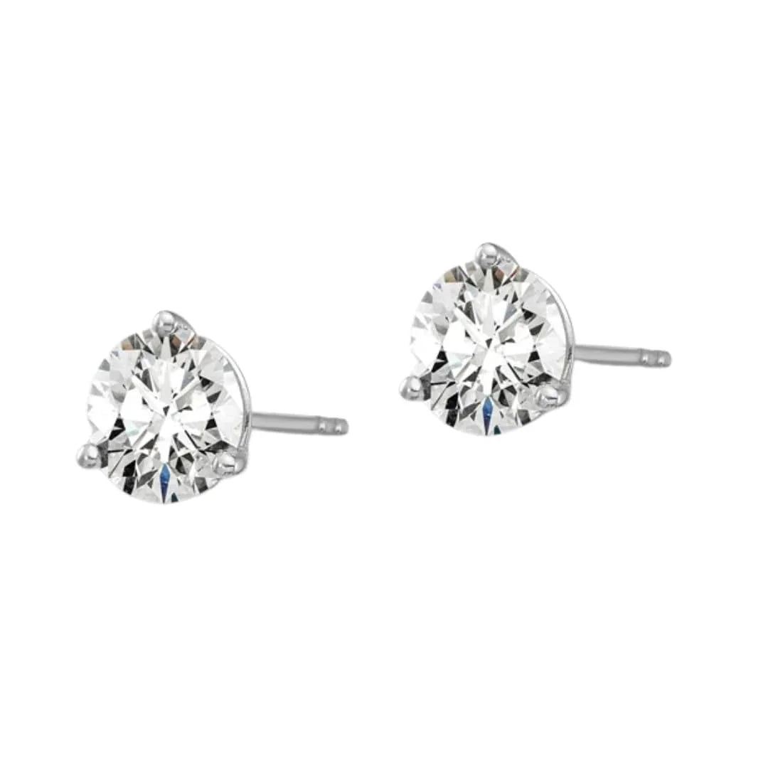 14K White Gold Round Shape Lab Diamond Stud Earrings - Fine Diamond