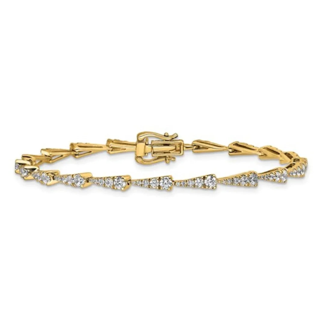 14k Yellow Gold Lab Grown Diamond Link Fashion Bracelet - Fine Diamond