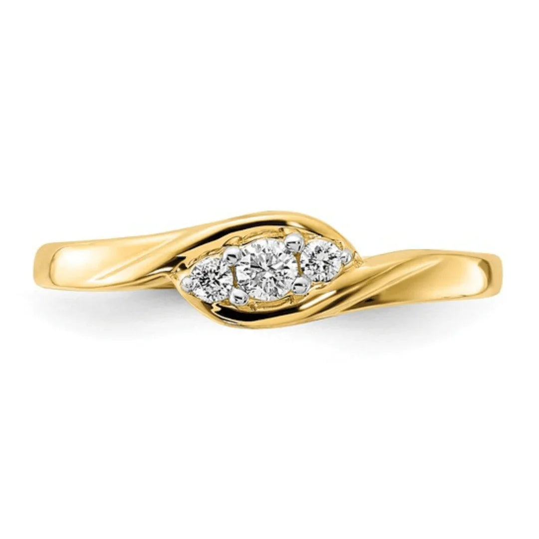 14K Yellow Gold Lab Grown Diamond Three Stone Ring - Fine Diamond