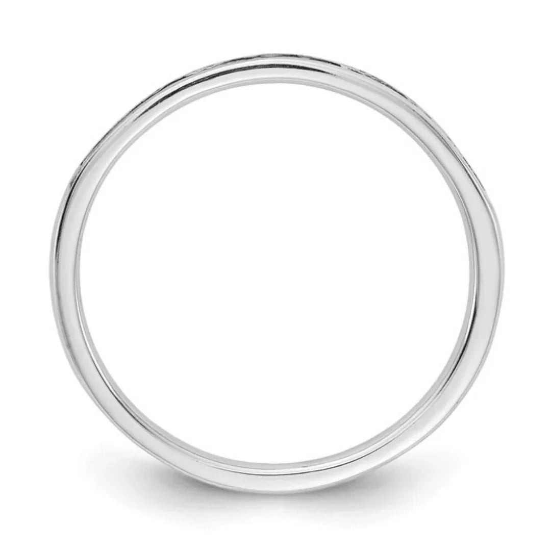 14k White Gold Lab Diamond Channel Set Half Eternity Ring - Fine Diamond
