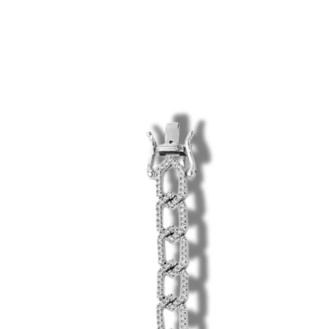 14k White Gold 1 1/2 Carat Lab Diamond Link Bracelet - Fine Diamond