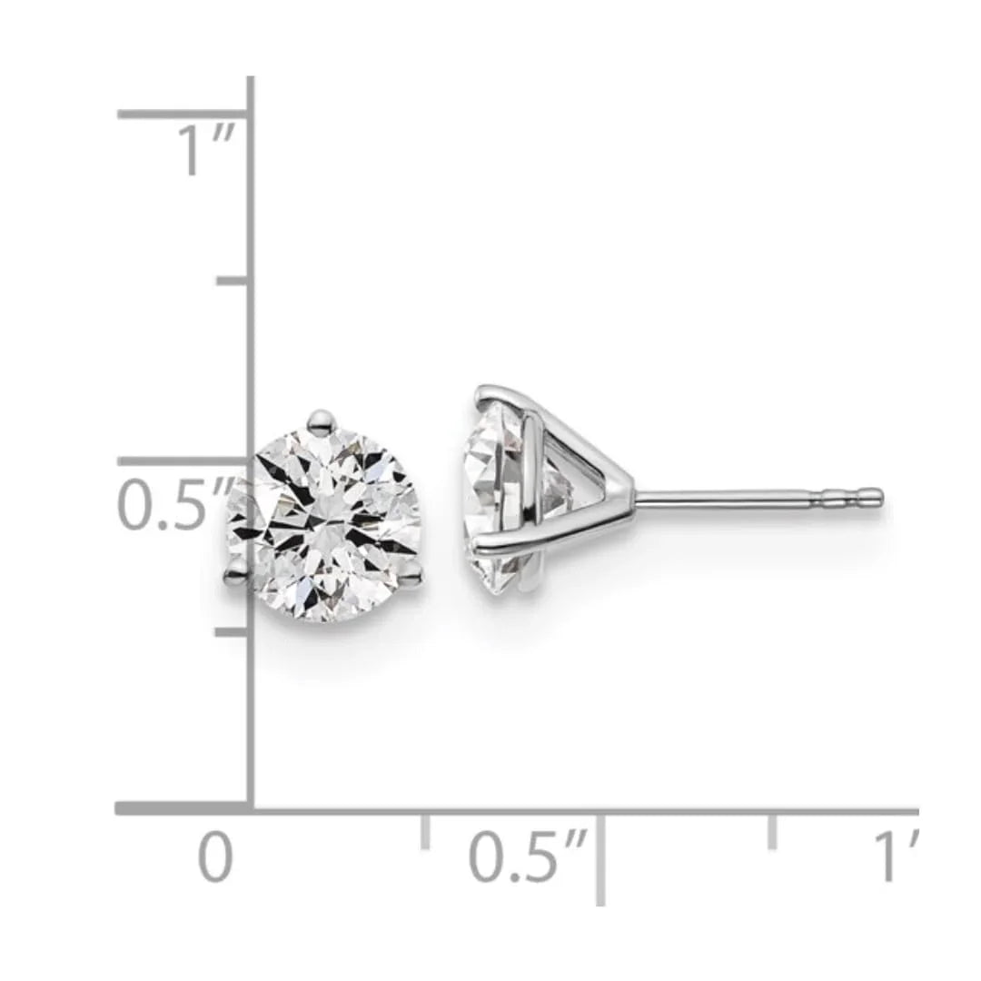 14K White Gold Round Shape Lab Diamond Stud Earrings - Fine Diamond