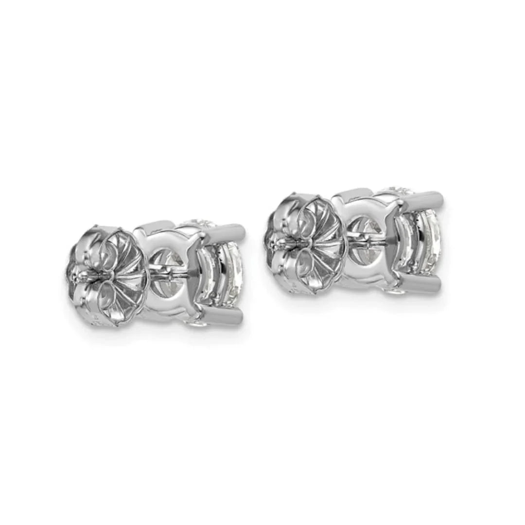 14K White Gold Lab Diamond Round Shaped Stud Earrings - Fine Diamond
