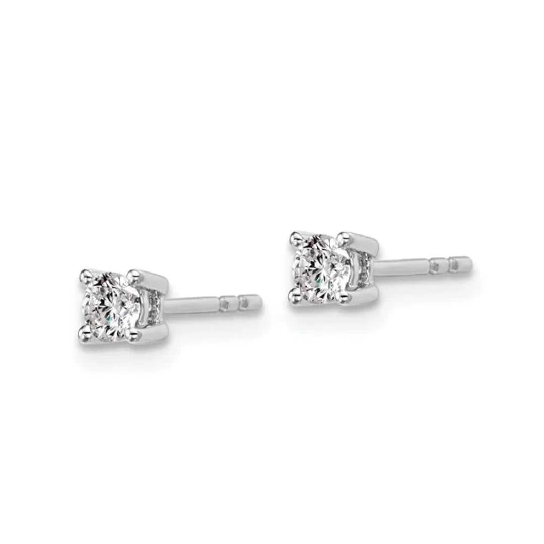 14K White Gold Lab Grown Diamond Round Shaped Stud Earrings - Fine Diamond
