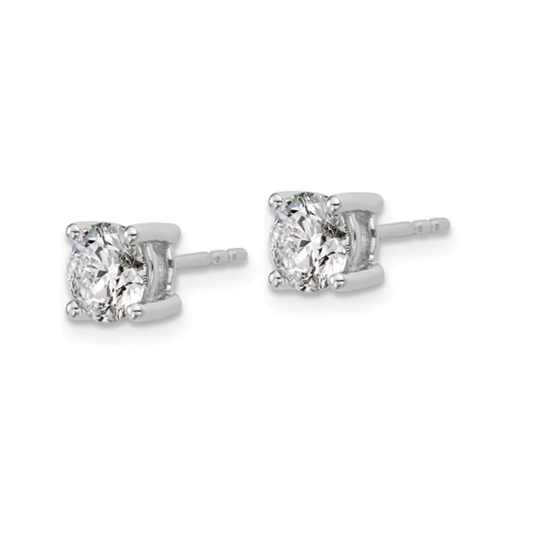 14K White Gold Lab Grown Diamond Round Shaped Stud Earrings - Fine Diamond
