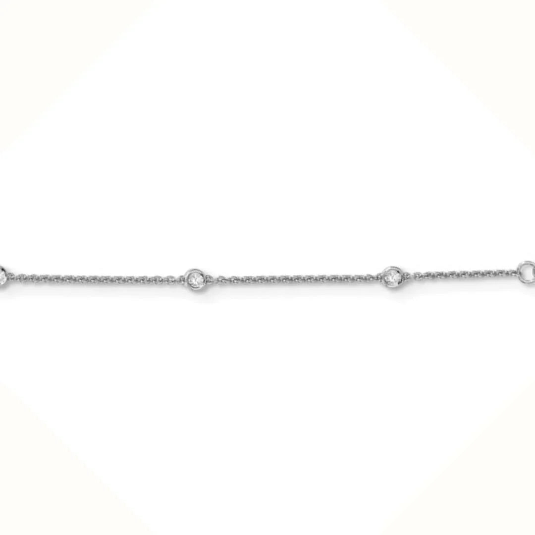 14k White Gold 1/6 Carat Lab Diamond Station Bracelet - Fine Diamond