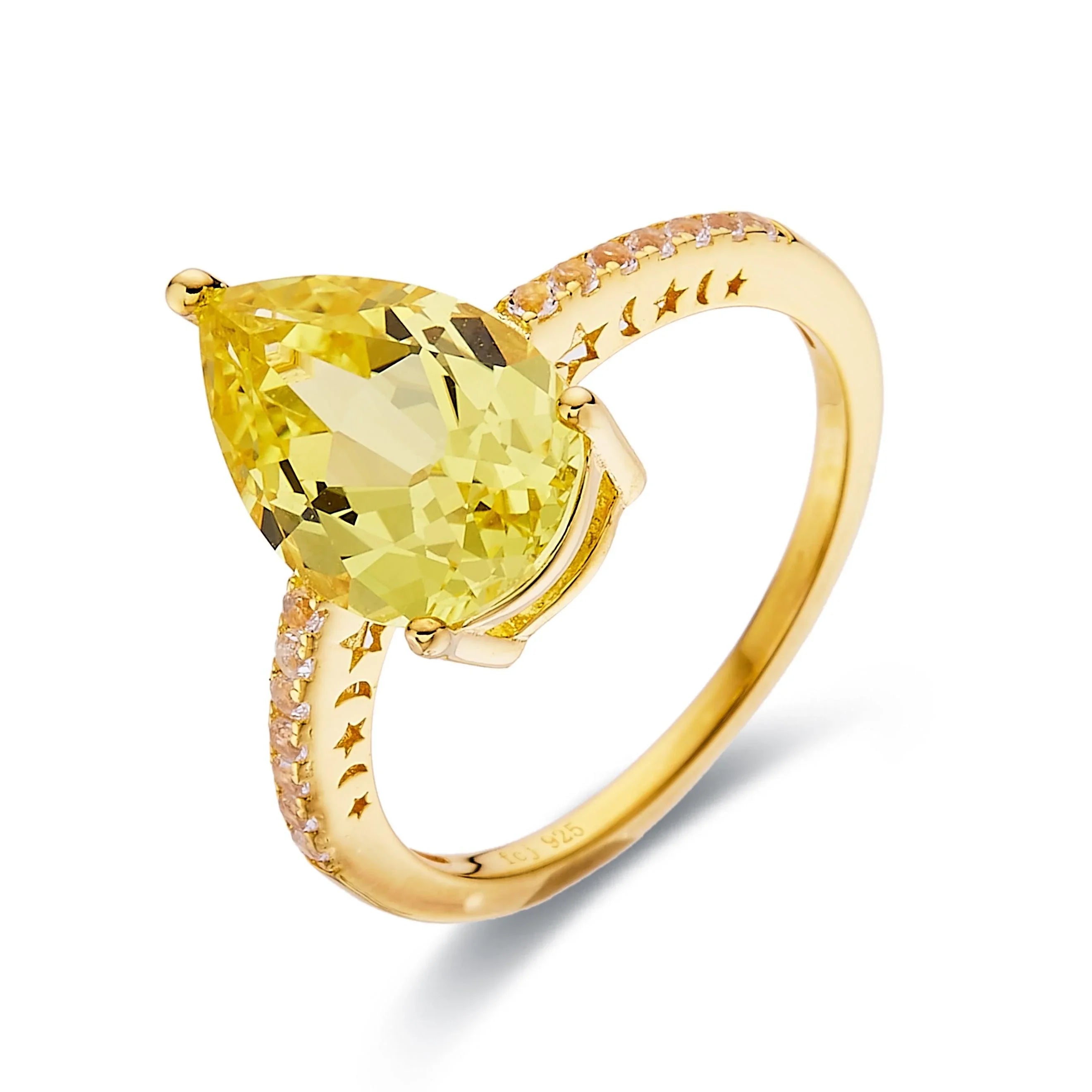 Yellow Sapphire Teardrop Statement Ring - Fine Diamond