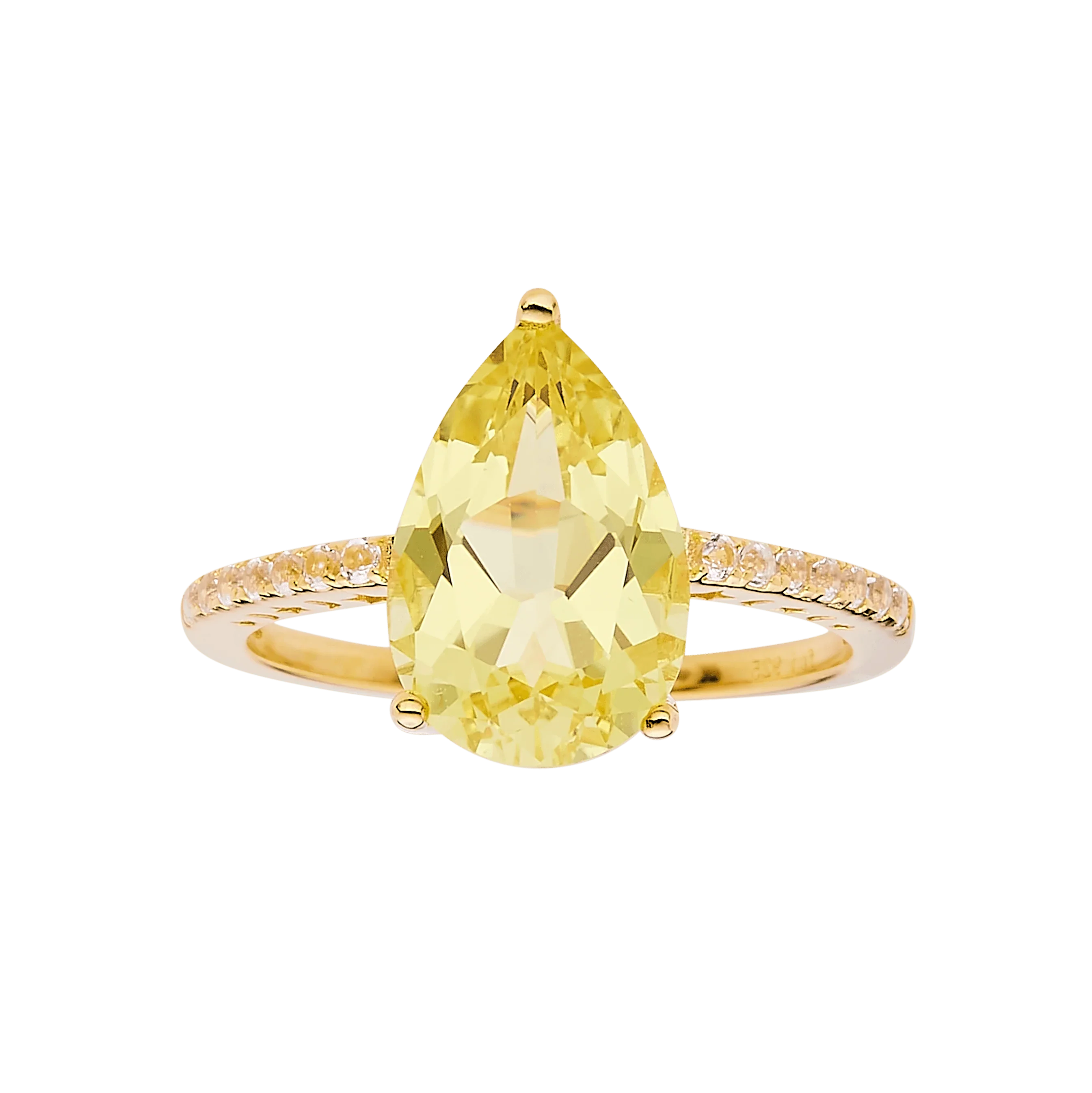 Yellow Sapphire Teardrop Statement Ring - Fine Diamond