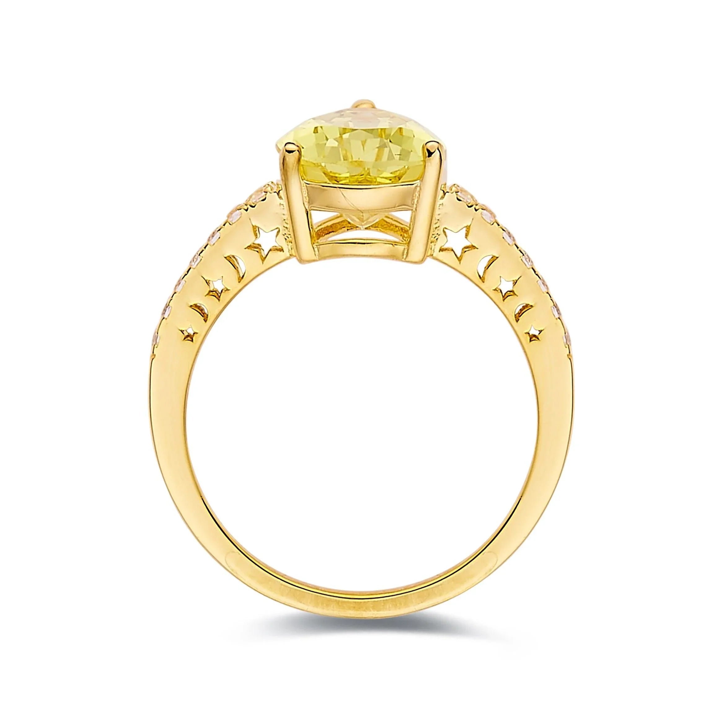 Yellow Sapphire Teardrop Statement Ring - Fine Diamond