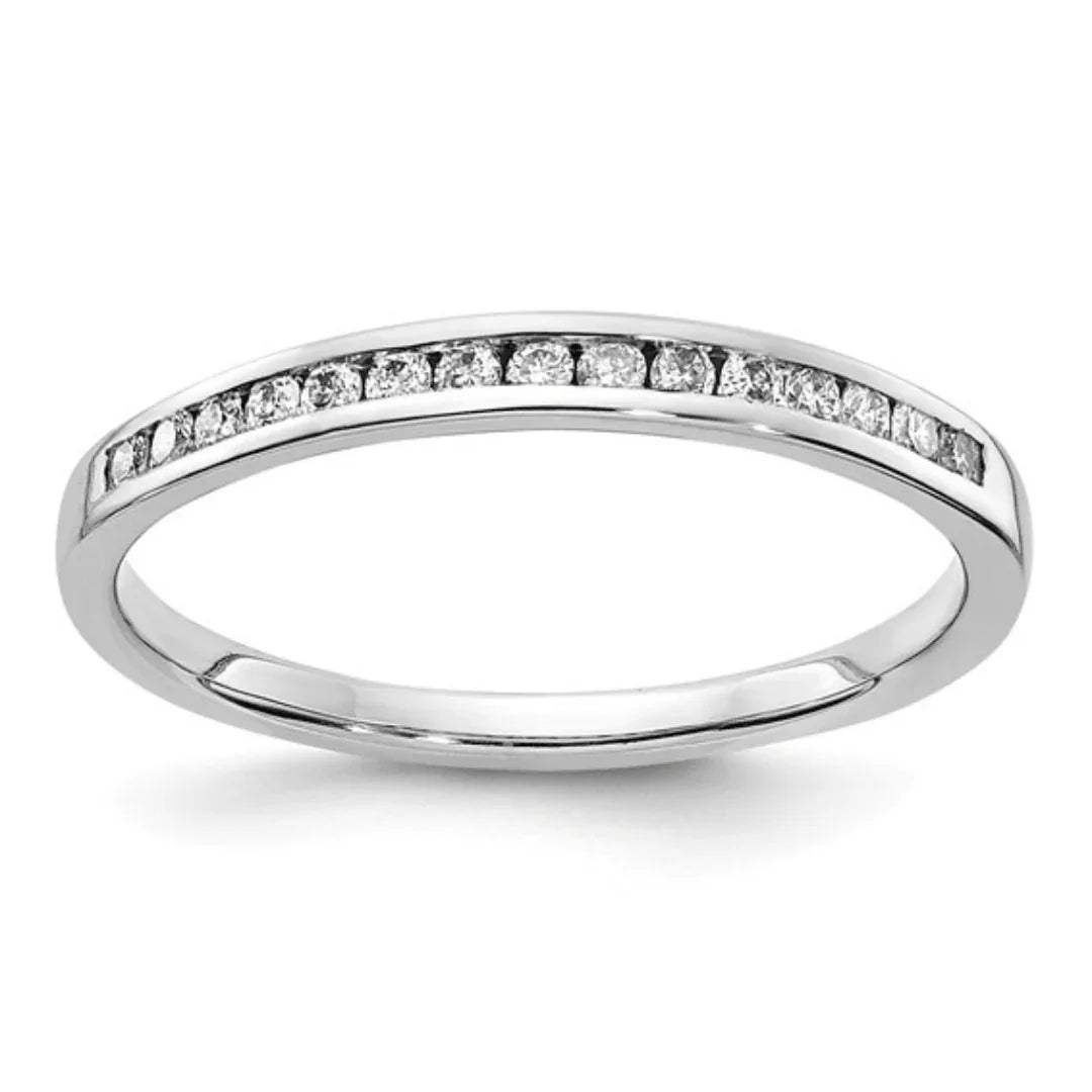 14k White Gold Lab Diamond Channel Set Half Eternity Ring - Fine Diamond