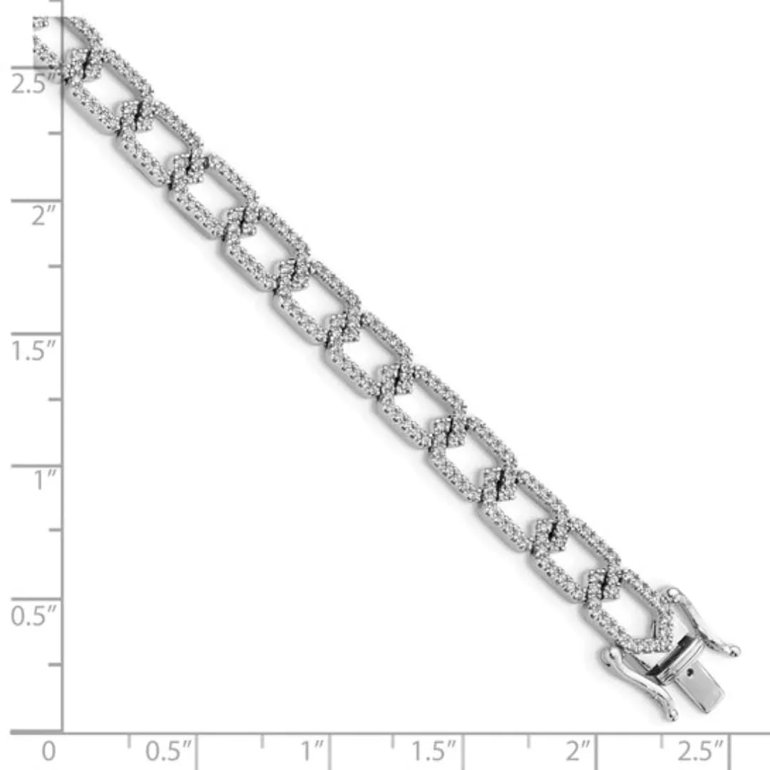 14k White Gold 1 1/2 Carat Lab Diamond Link Bracelet - Fine Diamond
