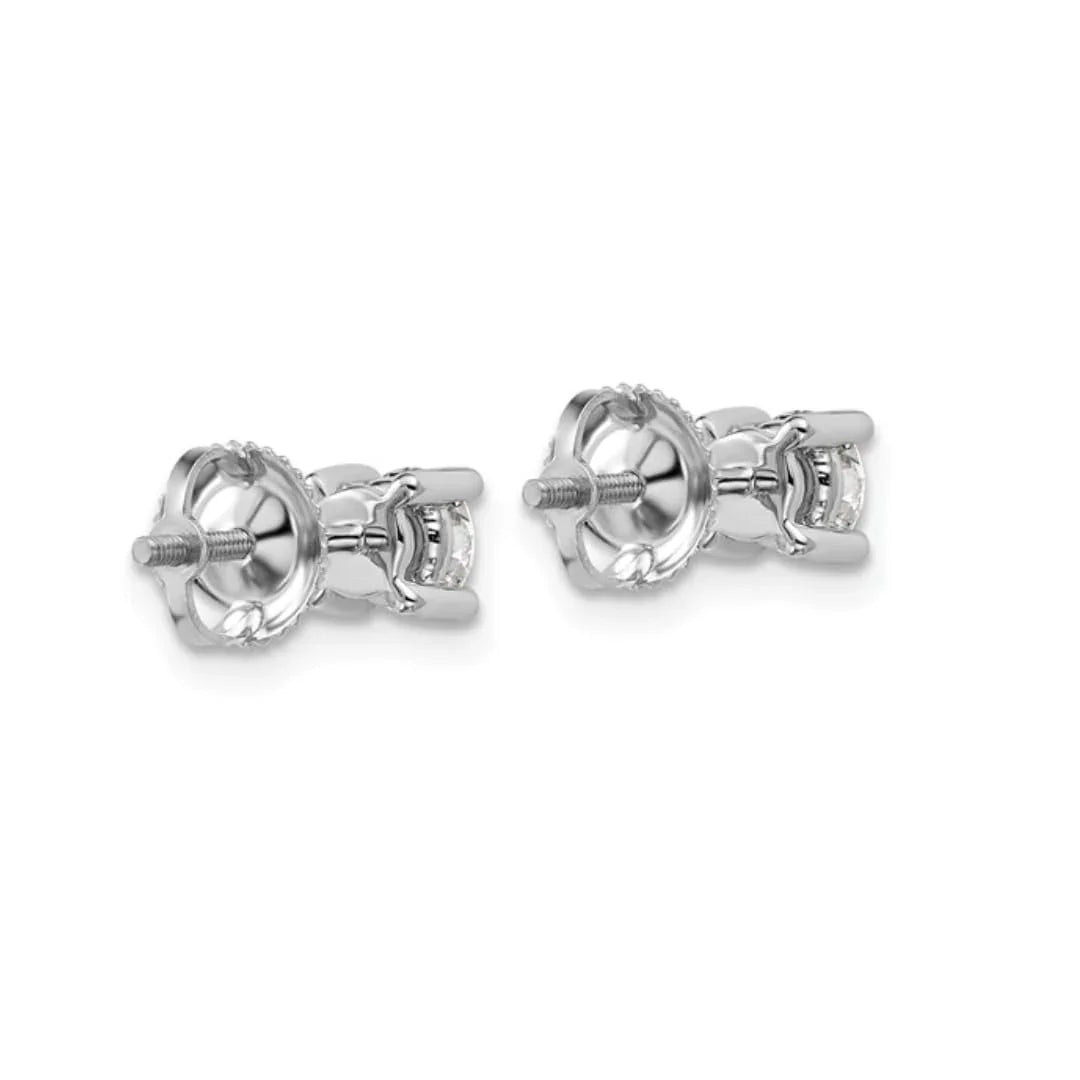 14K White Gold Lab Grown Round Shaped Diamond Stud Earrings - Fine Diamond