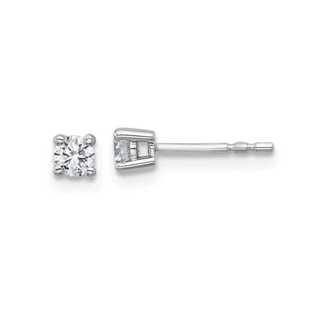 14K White Gold Lab Grown Diamond Round Shaped Diamond Stud Earrings - Fine Diamond