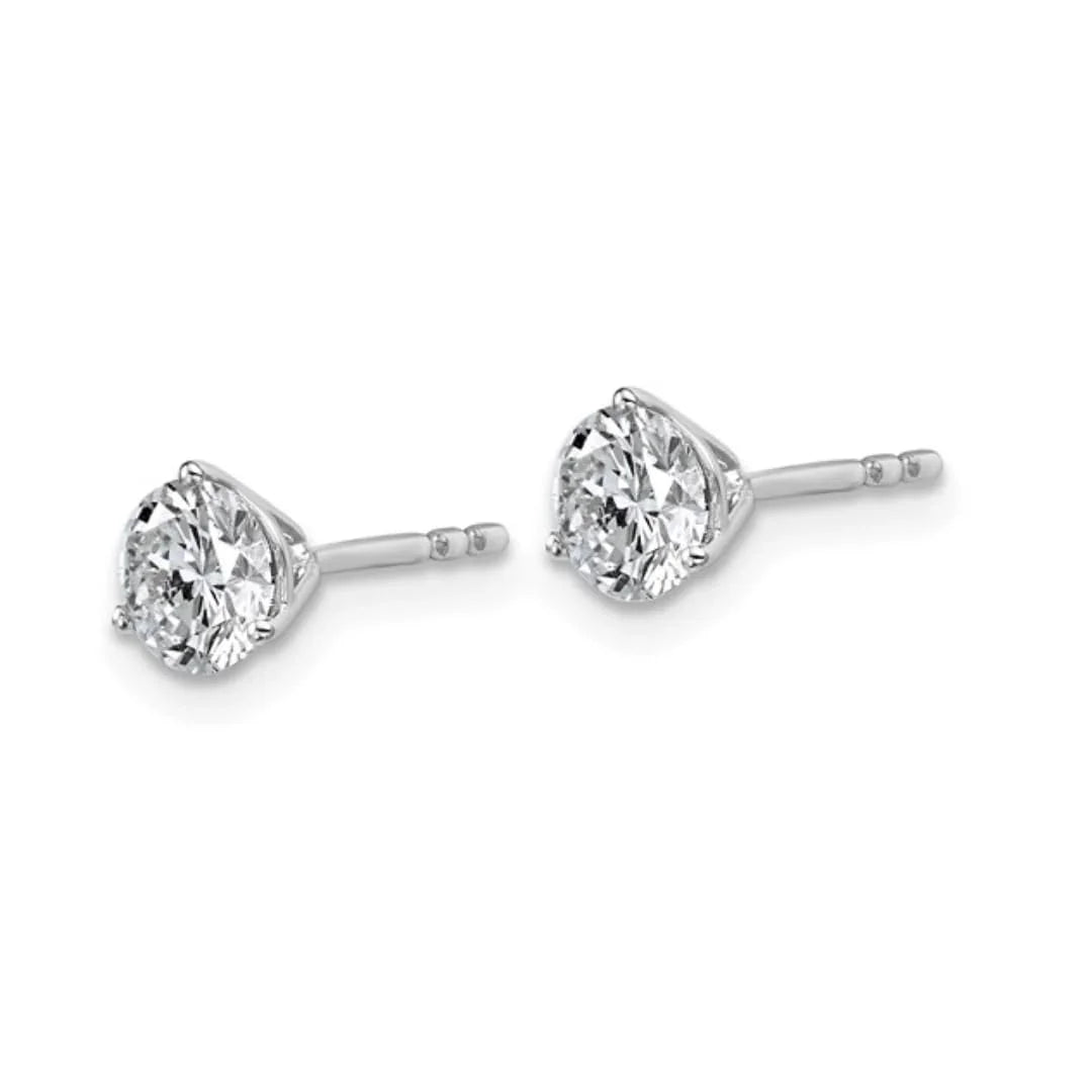 14K White Gold Lab Diamond Round Shaped Stud Earrings - Fine Diamond